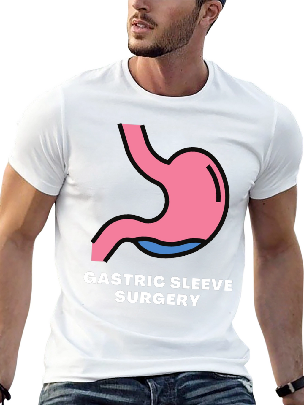 Gastric Sleeve Surgery Graphic Tee - Black T-Shirt