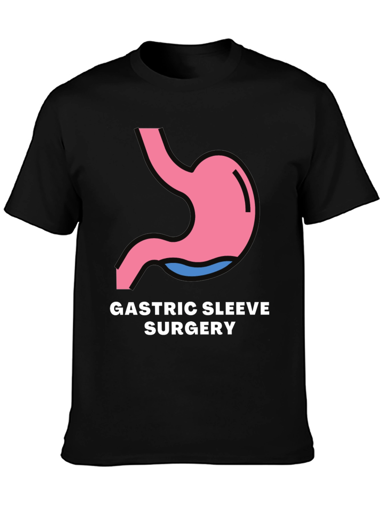 Gastric Sleeve Surgery Graphic Tee - Black T-Shirt
