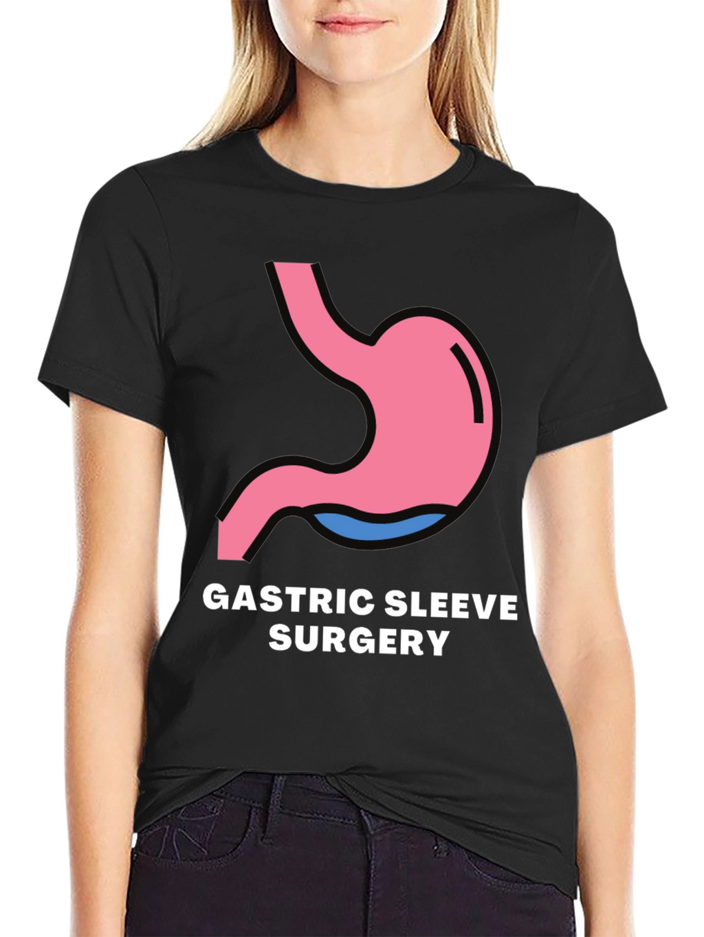 Gastric Sleeve Surgery Graphic Tee - Black T-Shirt