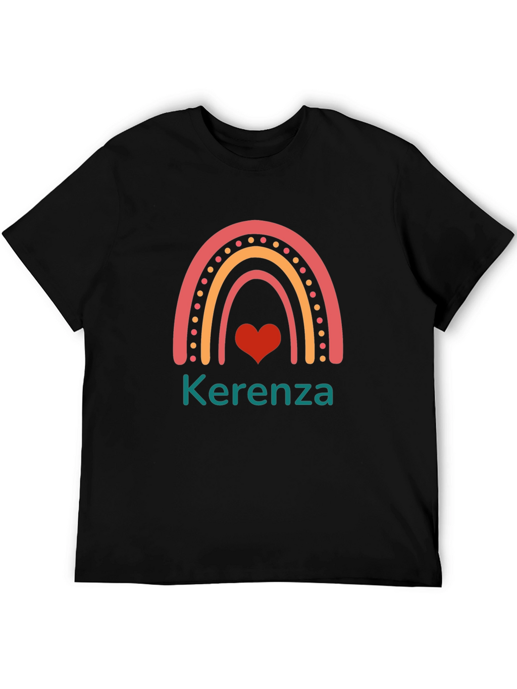 Cute Rainbow Heart Personalized Name T-Shirt
