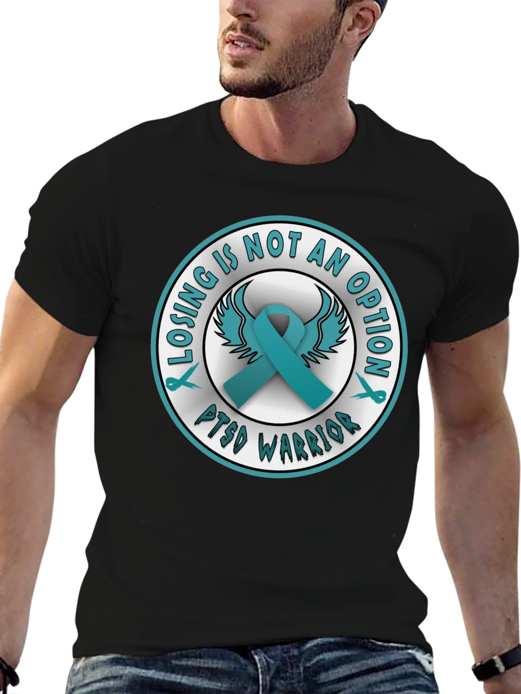 PTSD Warrior Ribbon Graphic T-Shirt