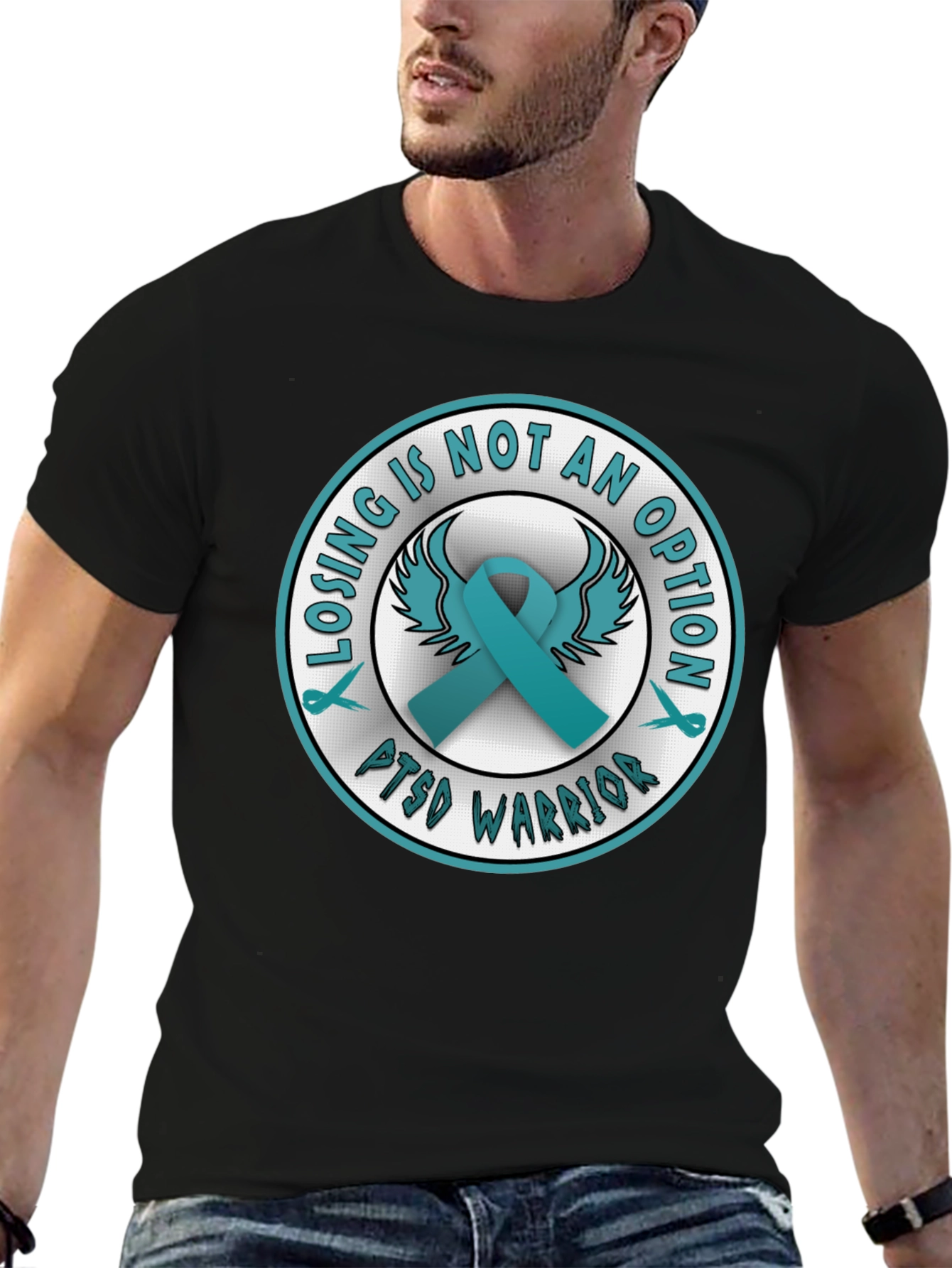 PTSD Warrior Ribbon Graphic T-Shirt