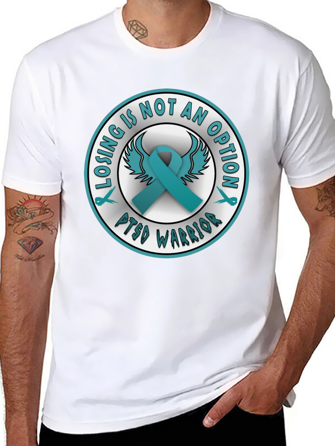 PTSD Warrior Ribbon Graphic T-Shirt