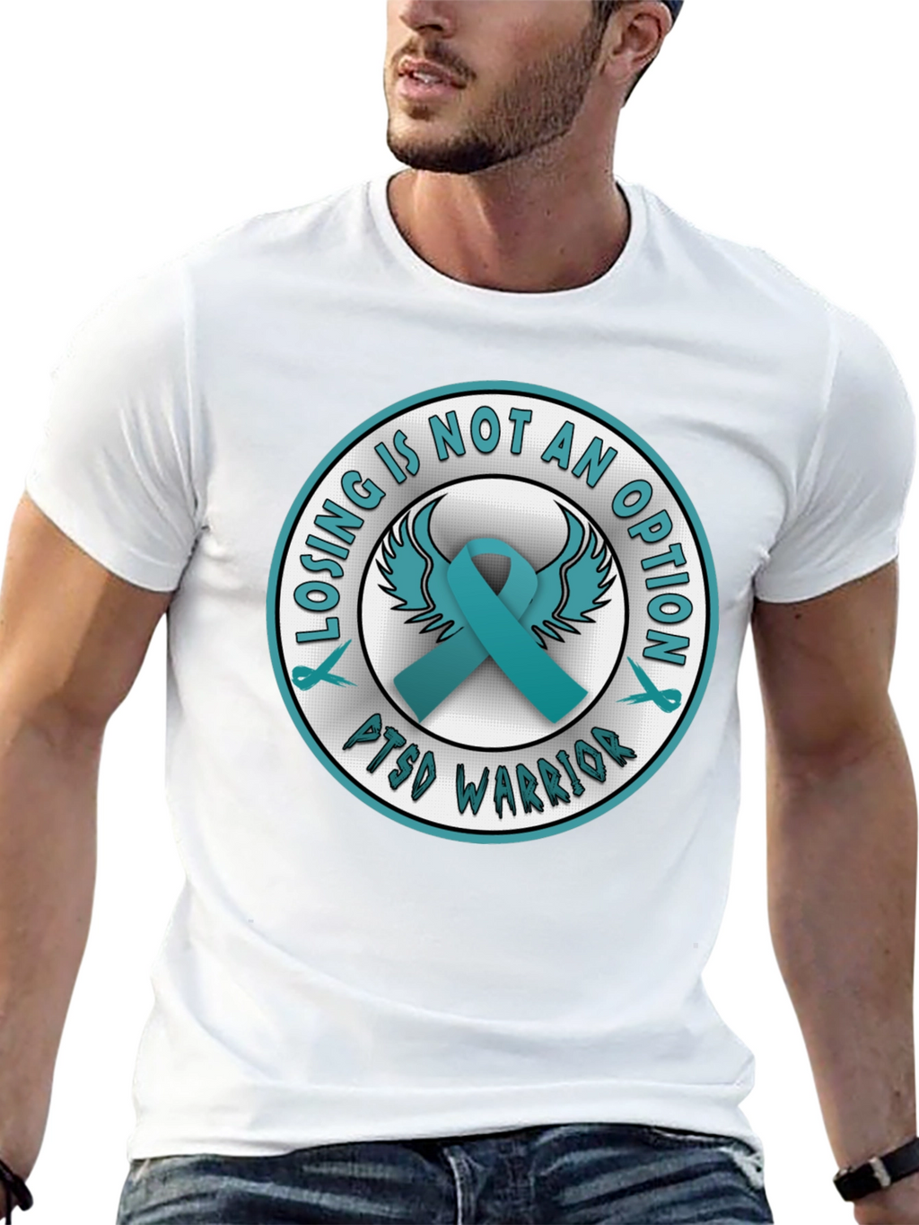 PTSD Warrior Ribbon Graphic T-Shirt
