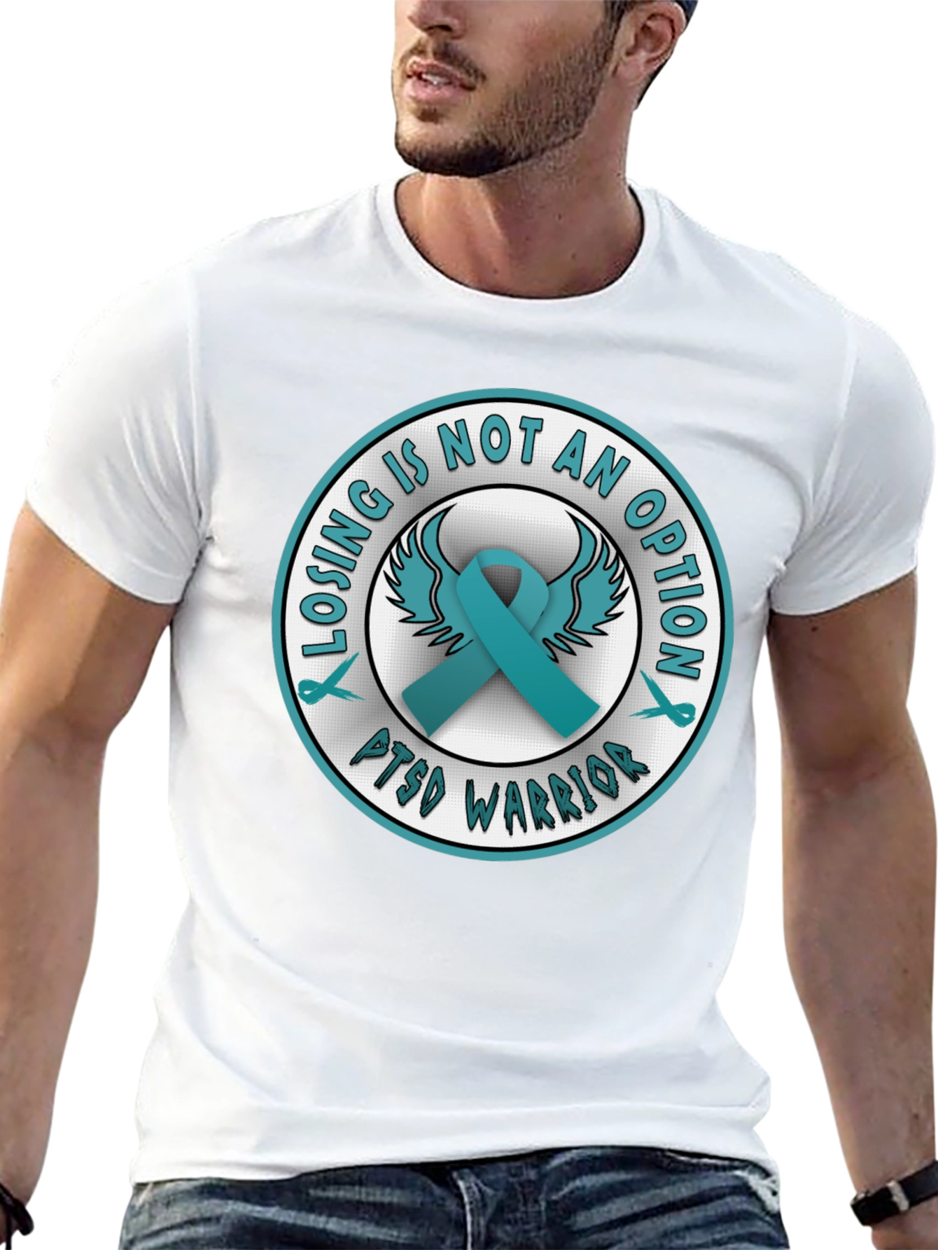 PTSD Warrior Ribbon Graphic T-Shirt