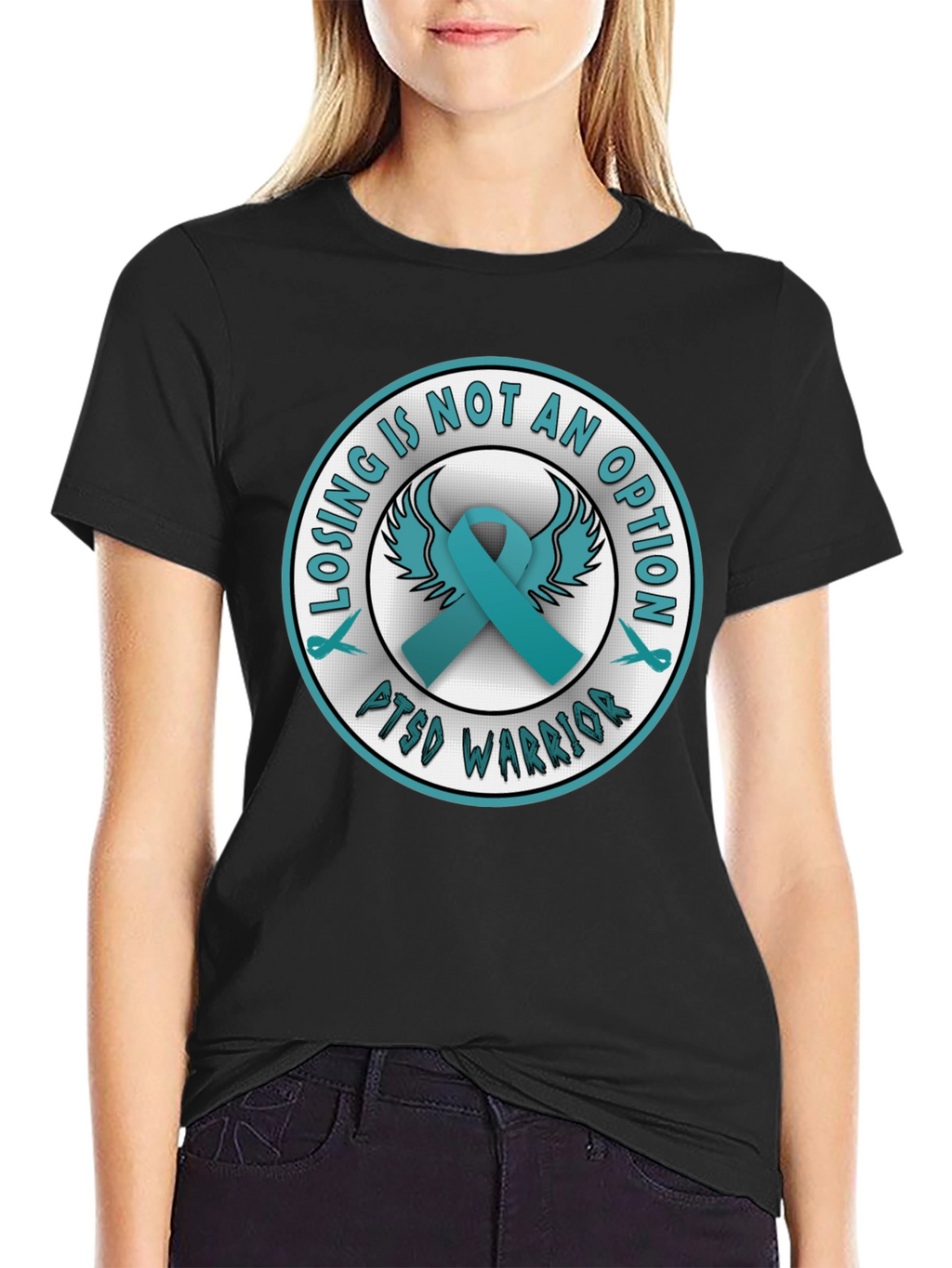 PTSD Warrior Ribbon Graphic T-Shirt