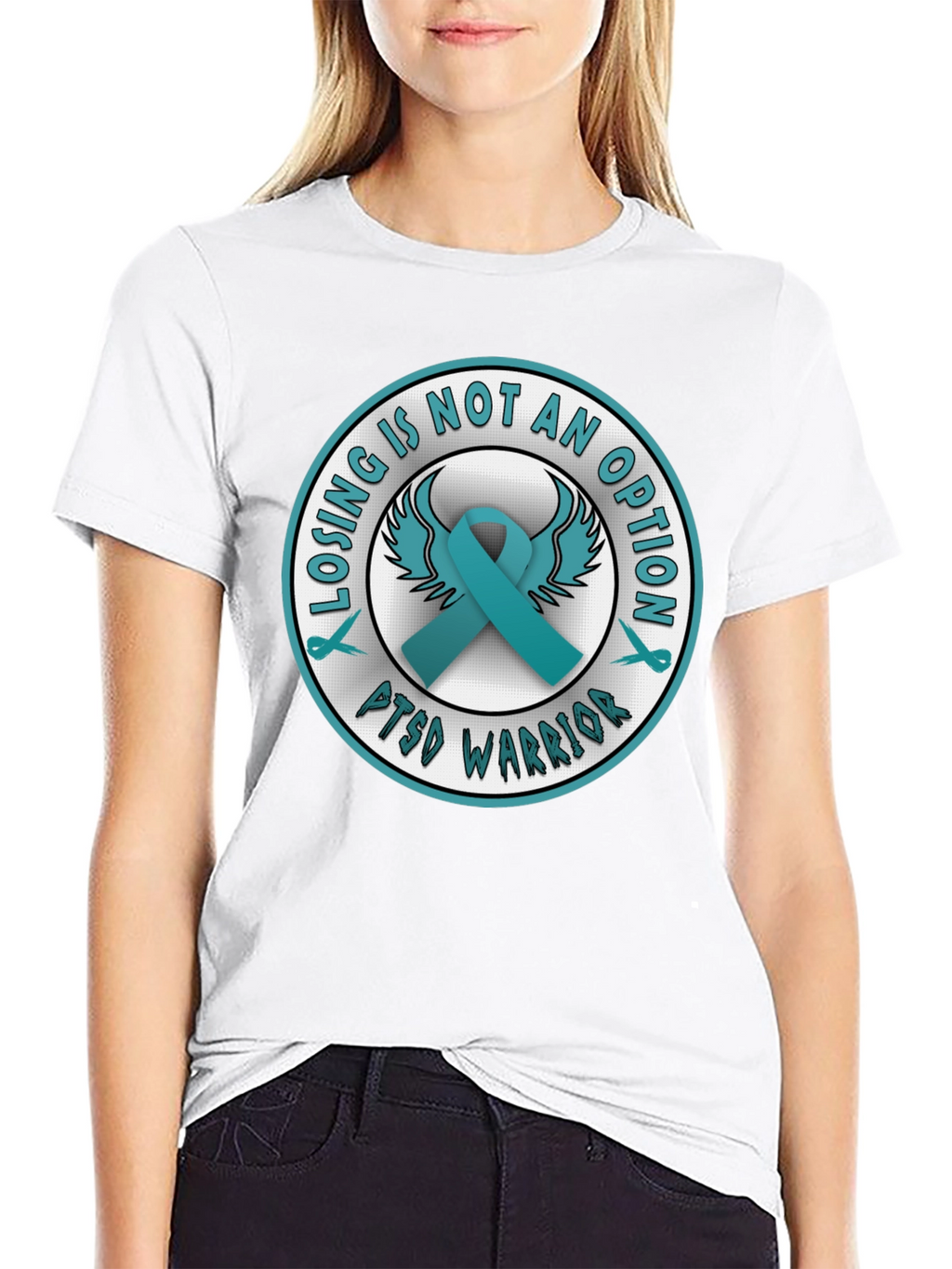 PTSD Warrior Ribbon Graphic T-Shirt