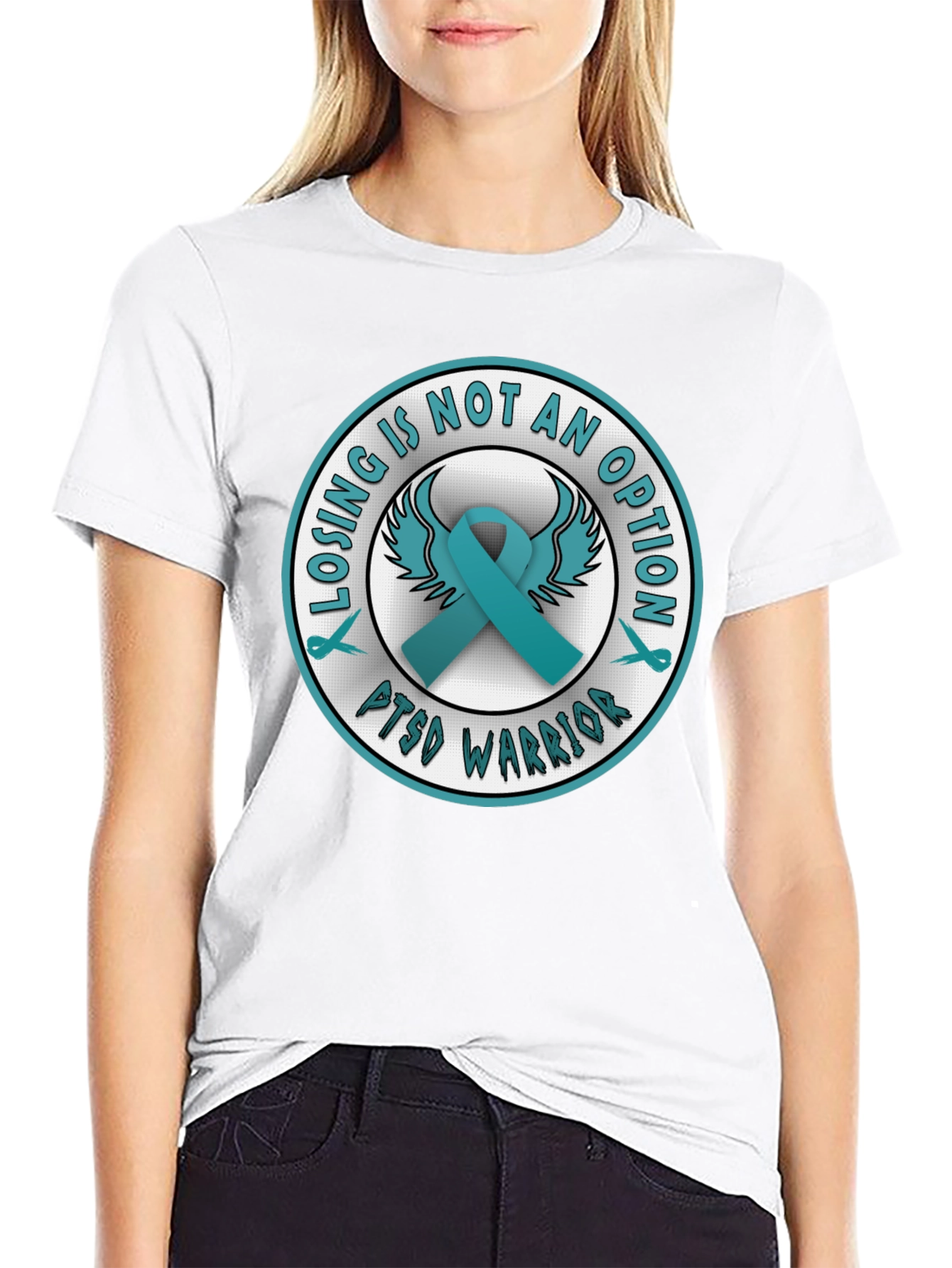 PTSD Warrior Ribbon Graphic T-Shirt