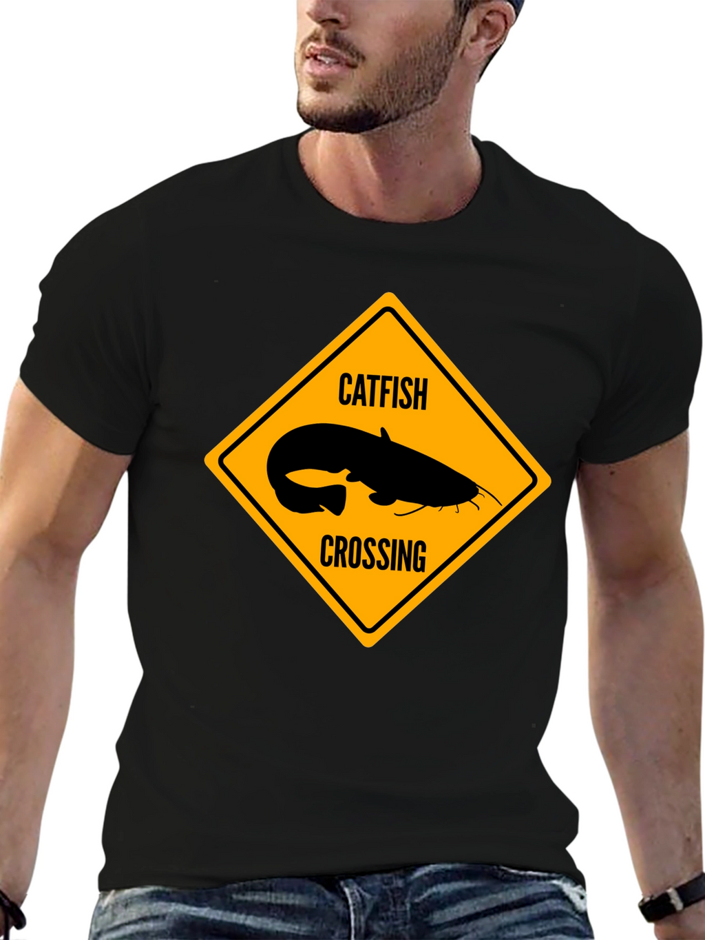 Catfish Crossing Graphic T-Shirt - Black