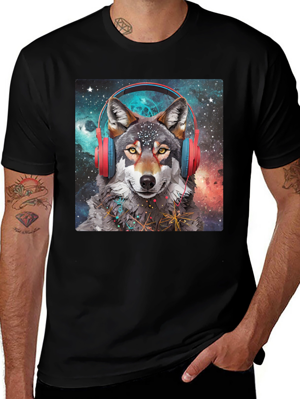 Wolf Headphones Galaxy T-Shirt
