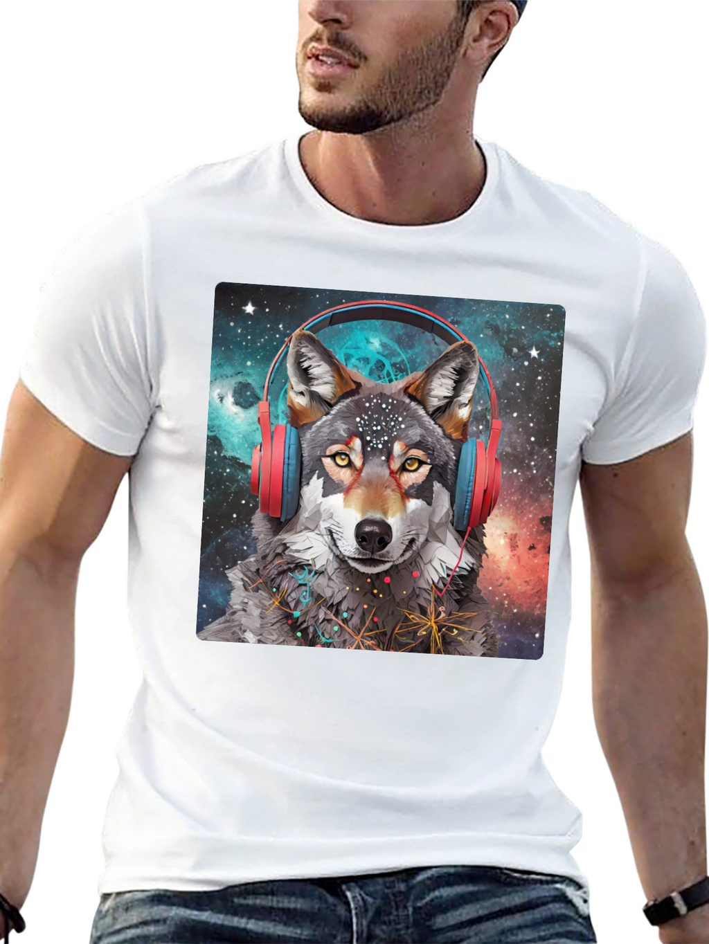 Wolf Headphones Galaxy T-Shirt