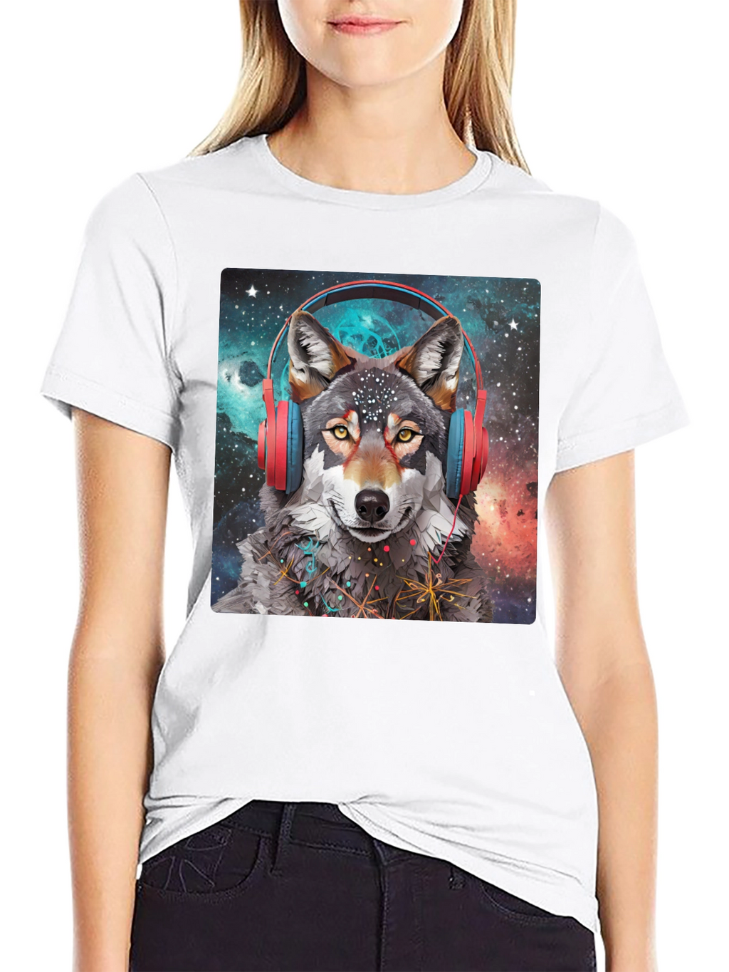 Wolf Headphones Galaxy T-Shirt