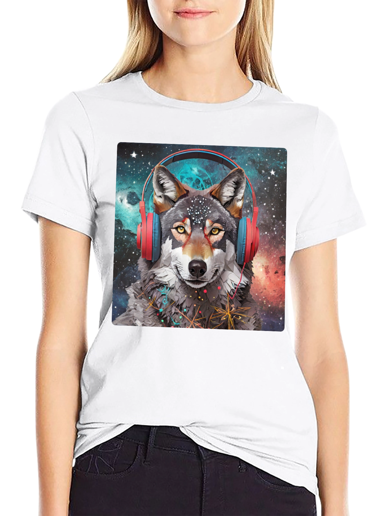 Wolf Headphones Galaxy T-Shirt
