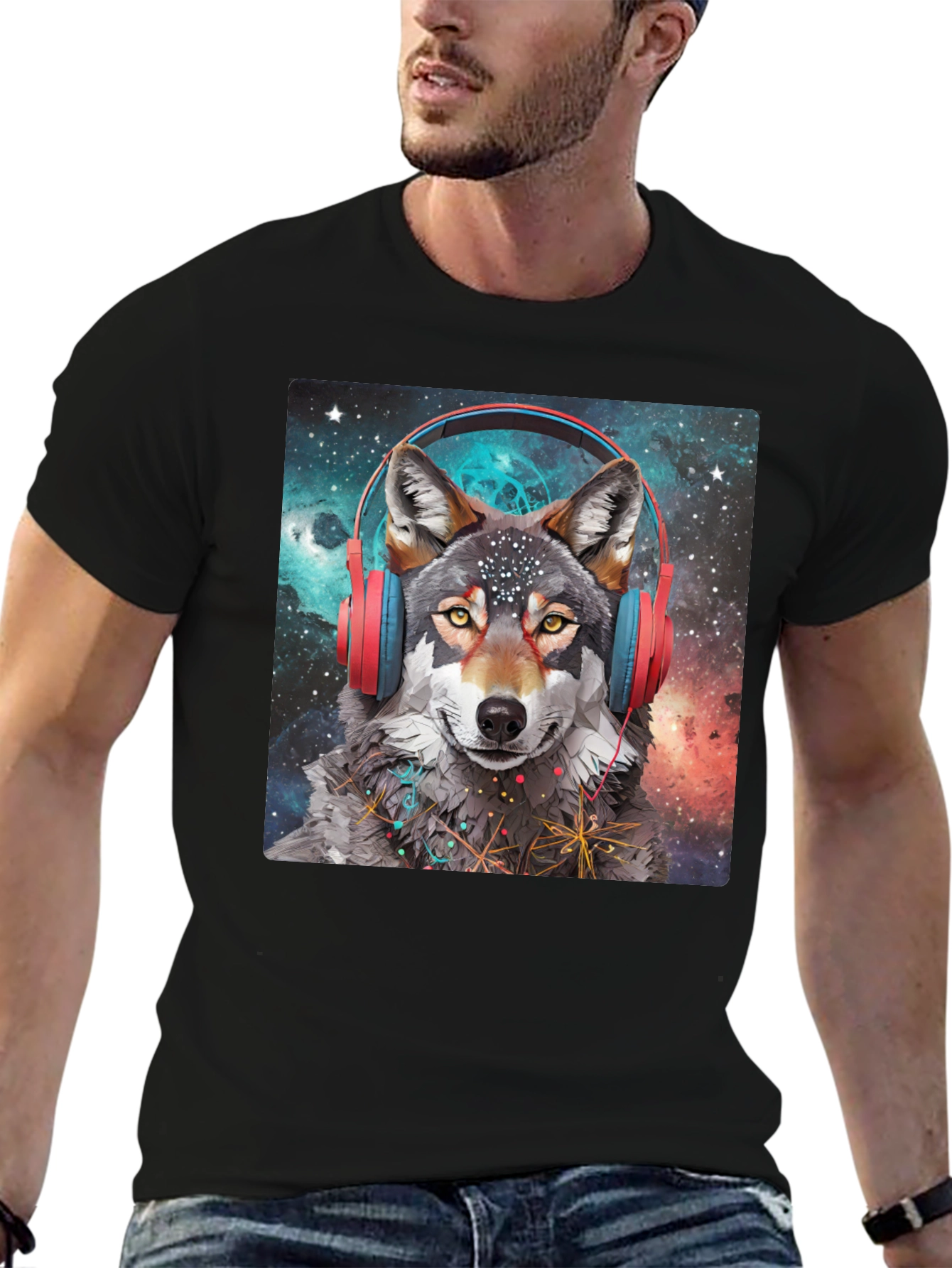 Wolf Headphones Galaxy T-Shirt