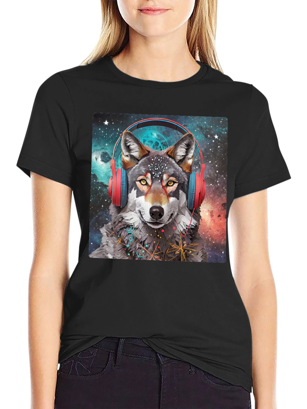 Wolf Headphones Galaxy T-Shirt