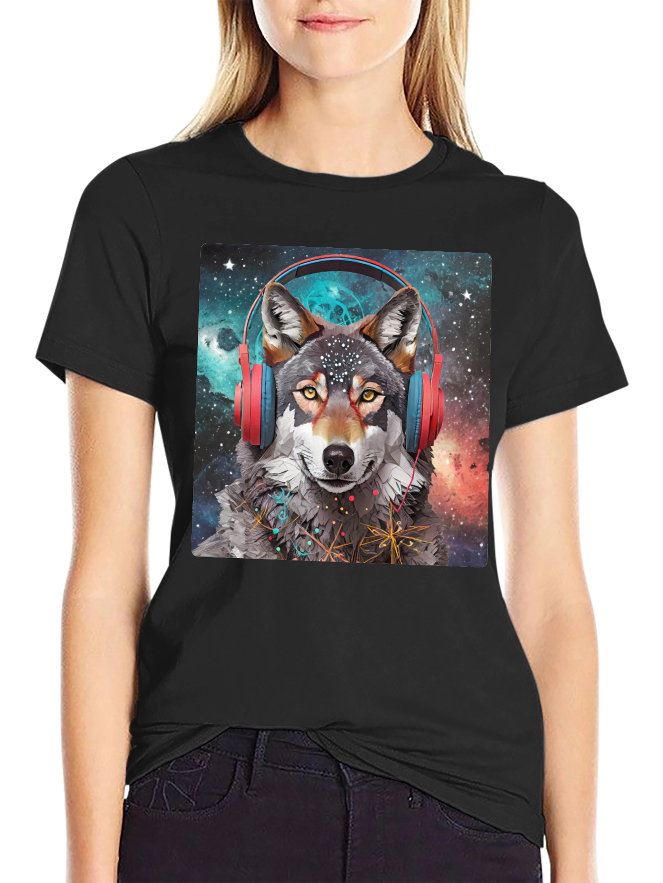 Wolf Headphones Galaxy T-Shirt