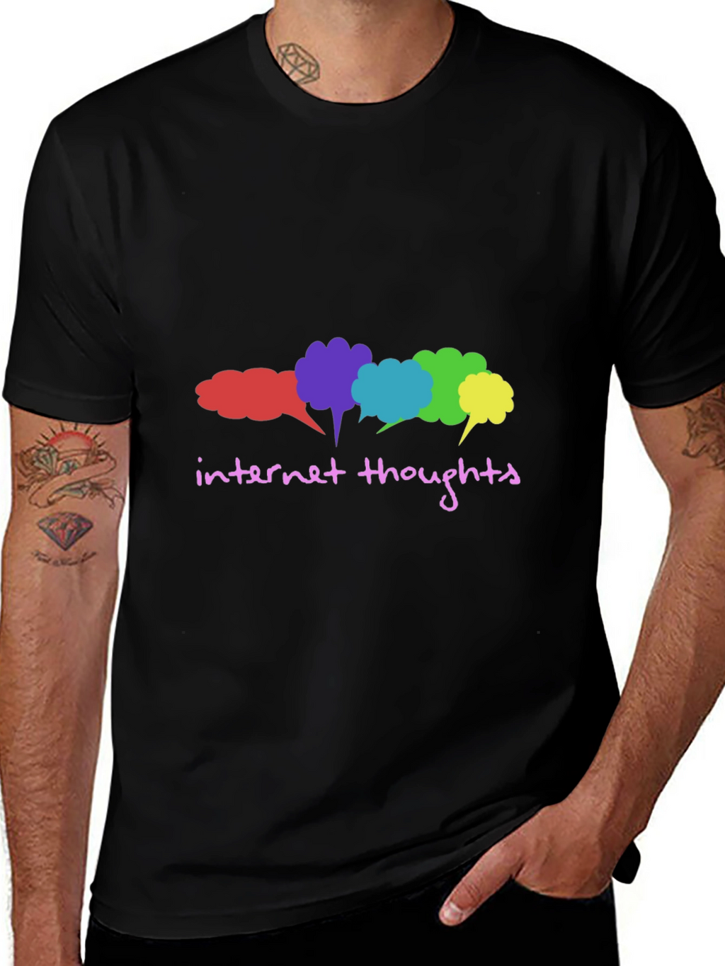 Internet Thoughts Graphic Tee - Trendy Black T-Shirt