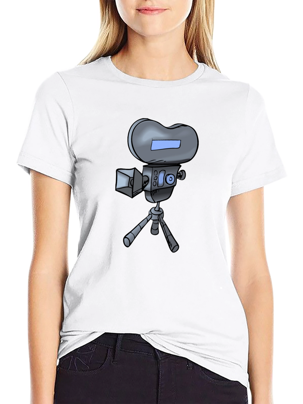 Retro Cartoon Camera T-Shirt - Black