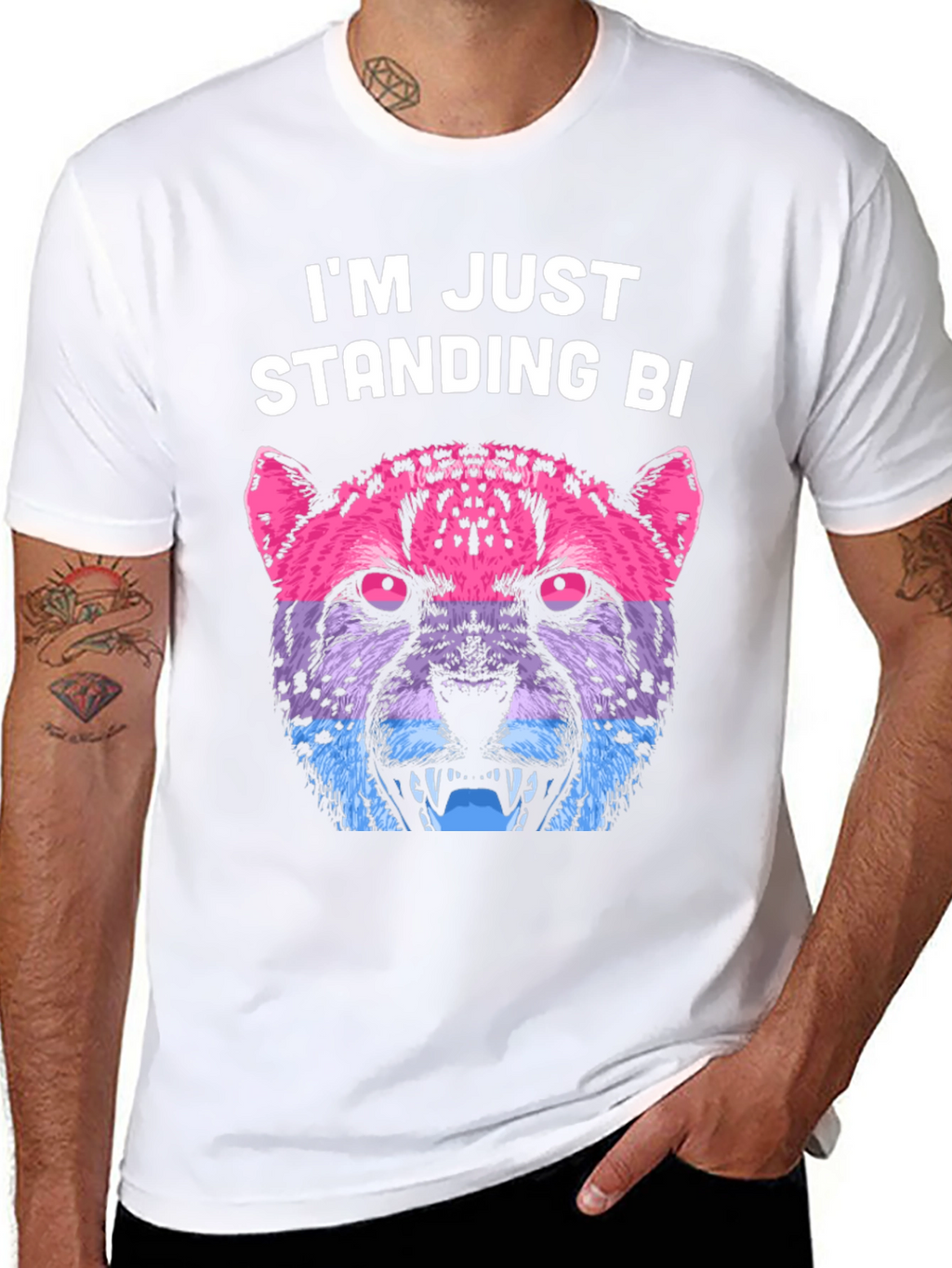 Bisexual Pride Leopard T-Shirt - Im Just Standing Bi