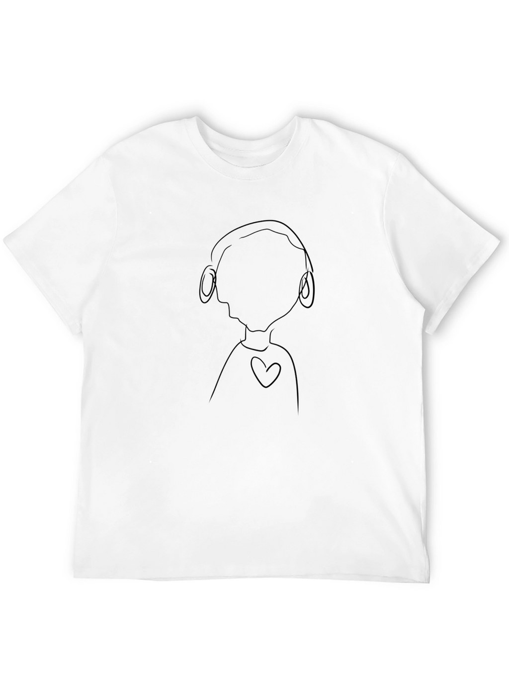Minimalist Line Art Graphic Tee - Black