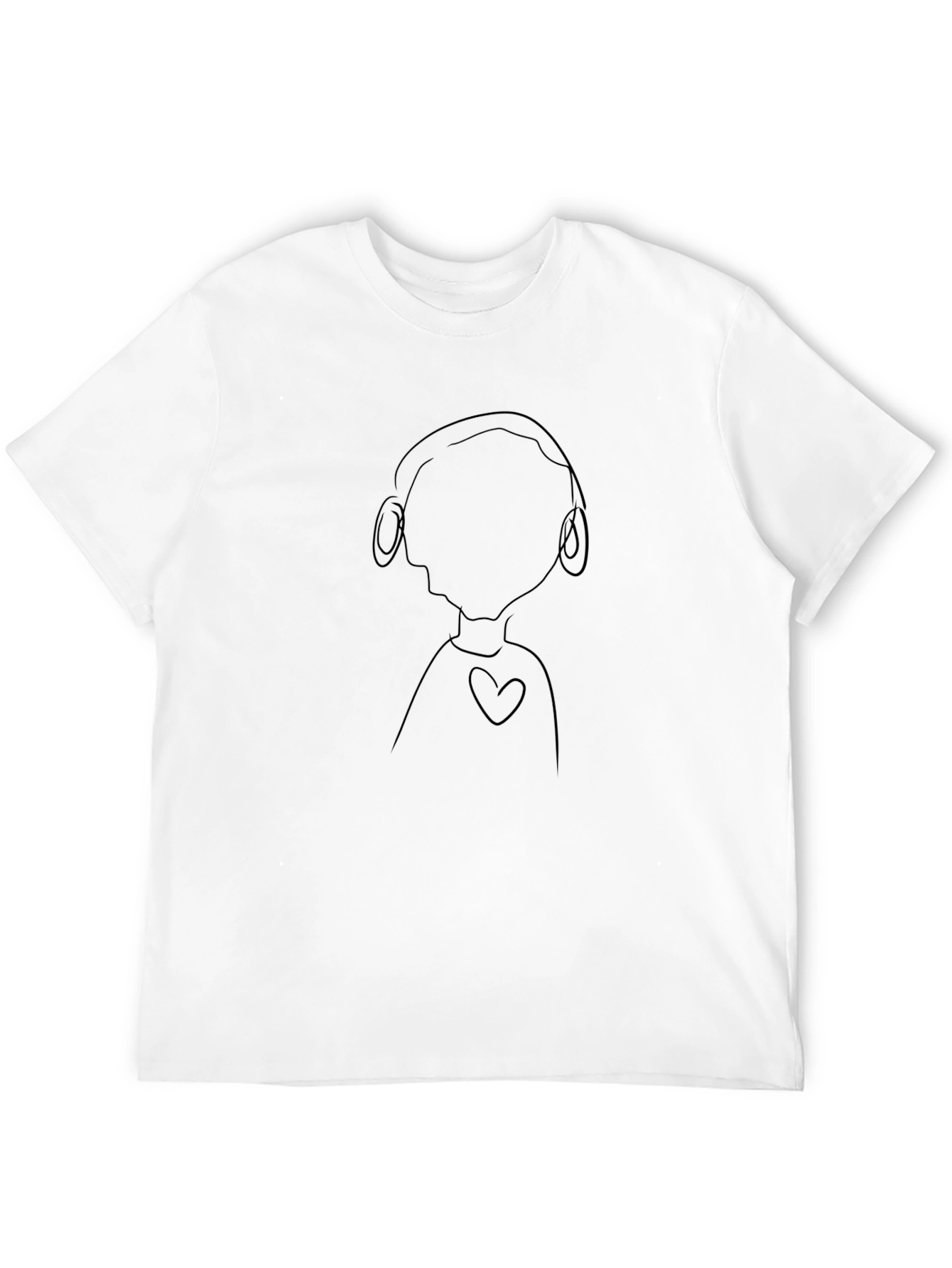 Minimalist Line Art Graphic Tee - Black