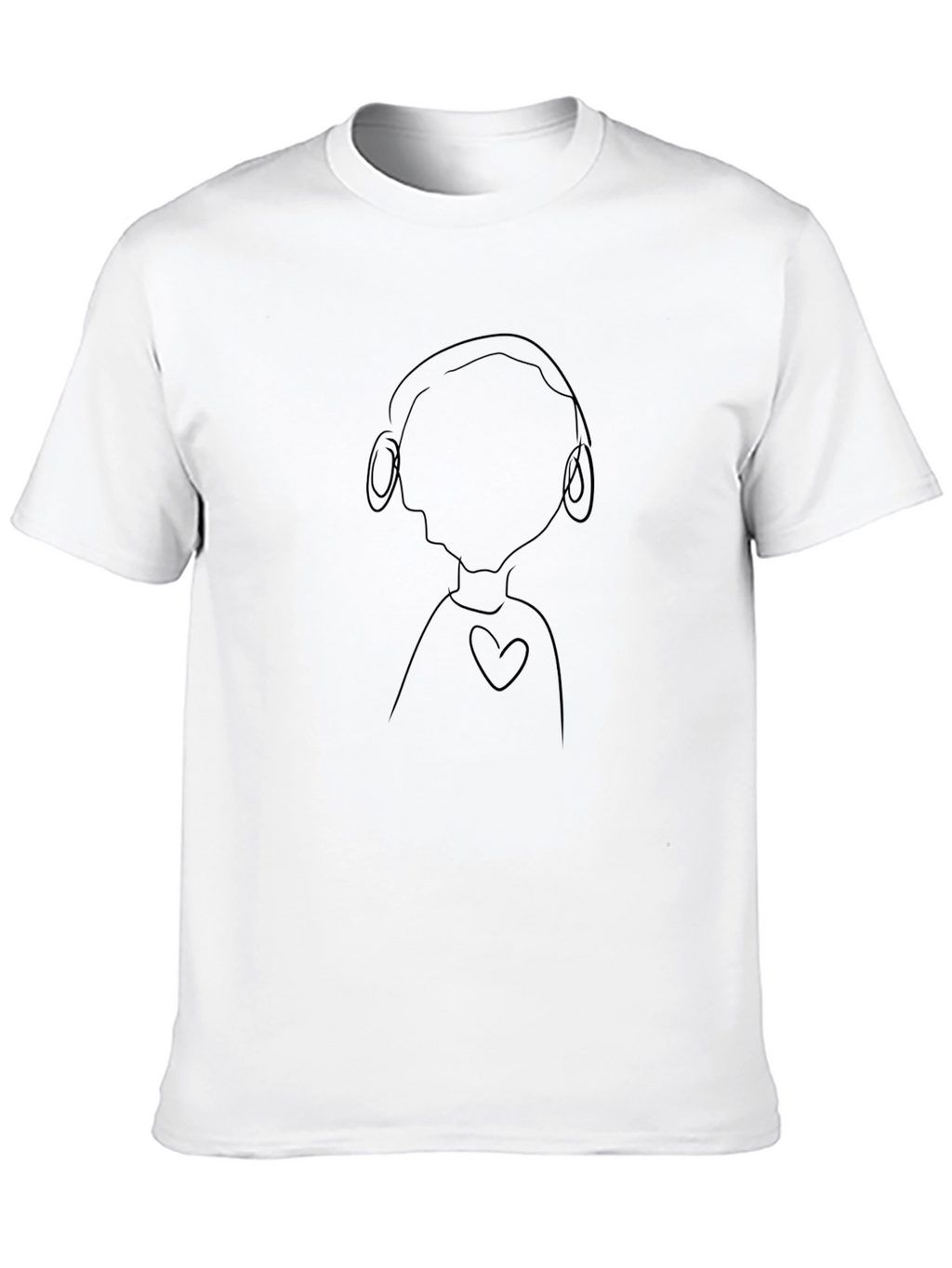 Minimalist Line Art Graphic Tee - Black