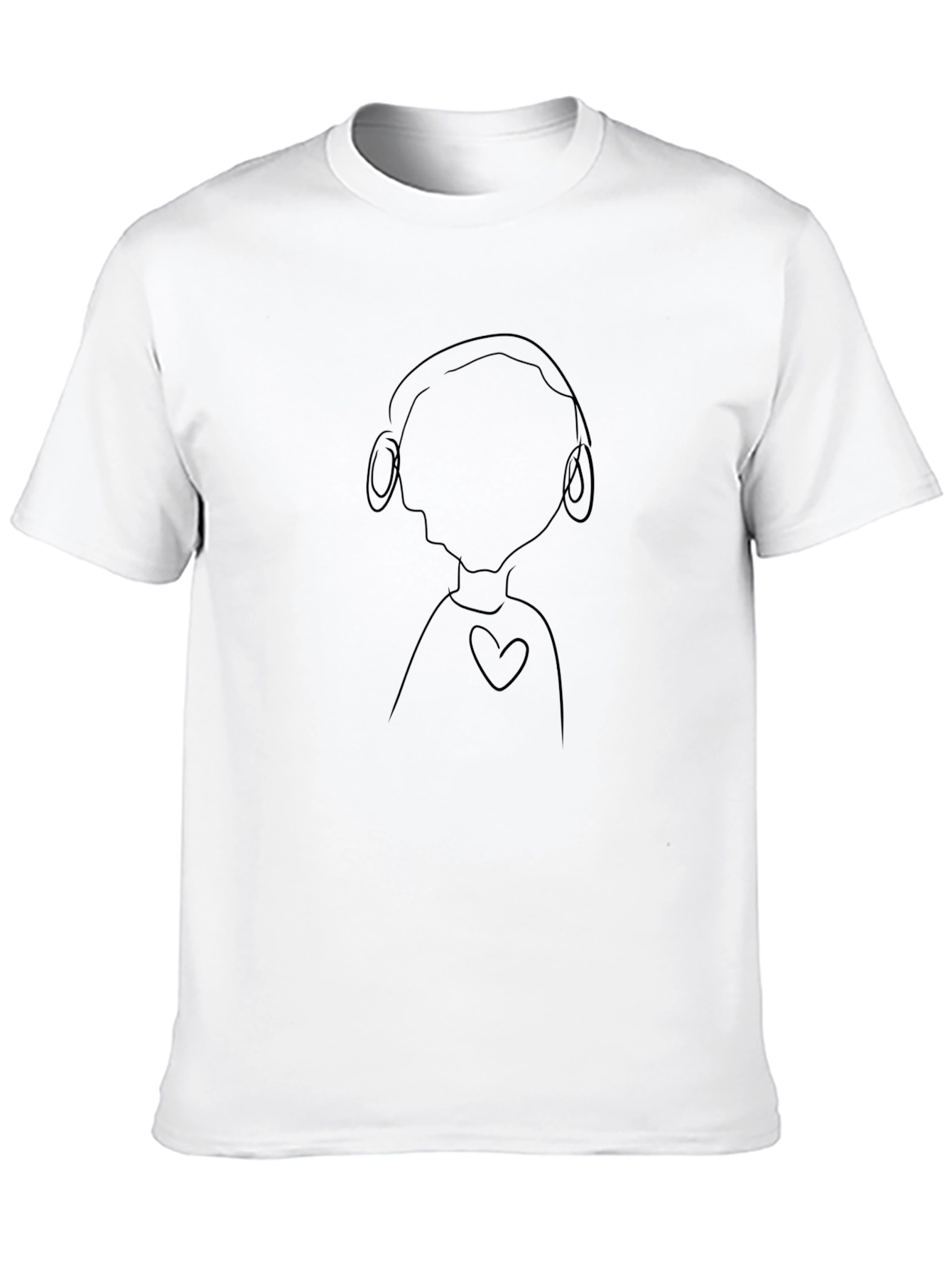 Minimalist Line Art Graphic Tee - Black