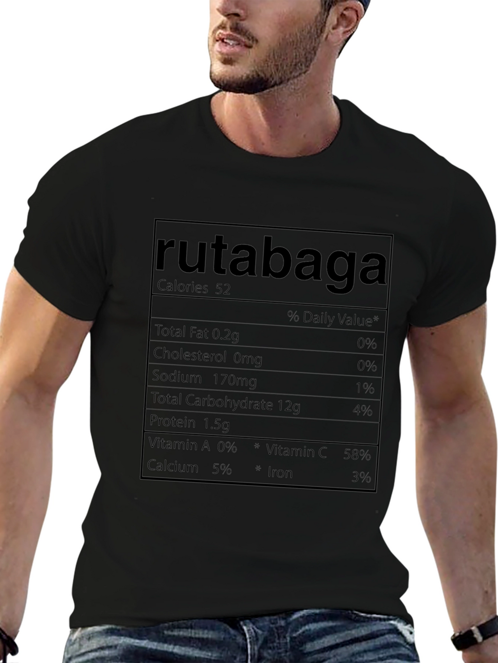 Rutabaga Nutrition Facts Mens Black T-Shirt
