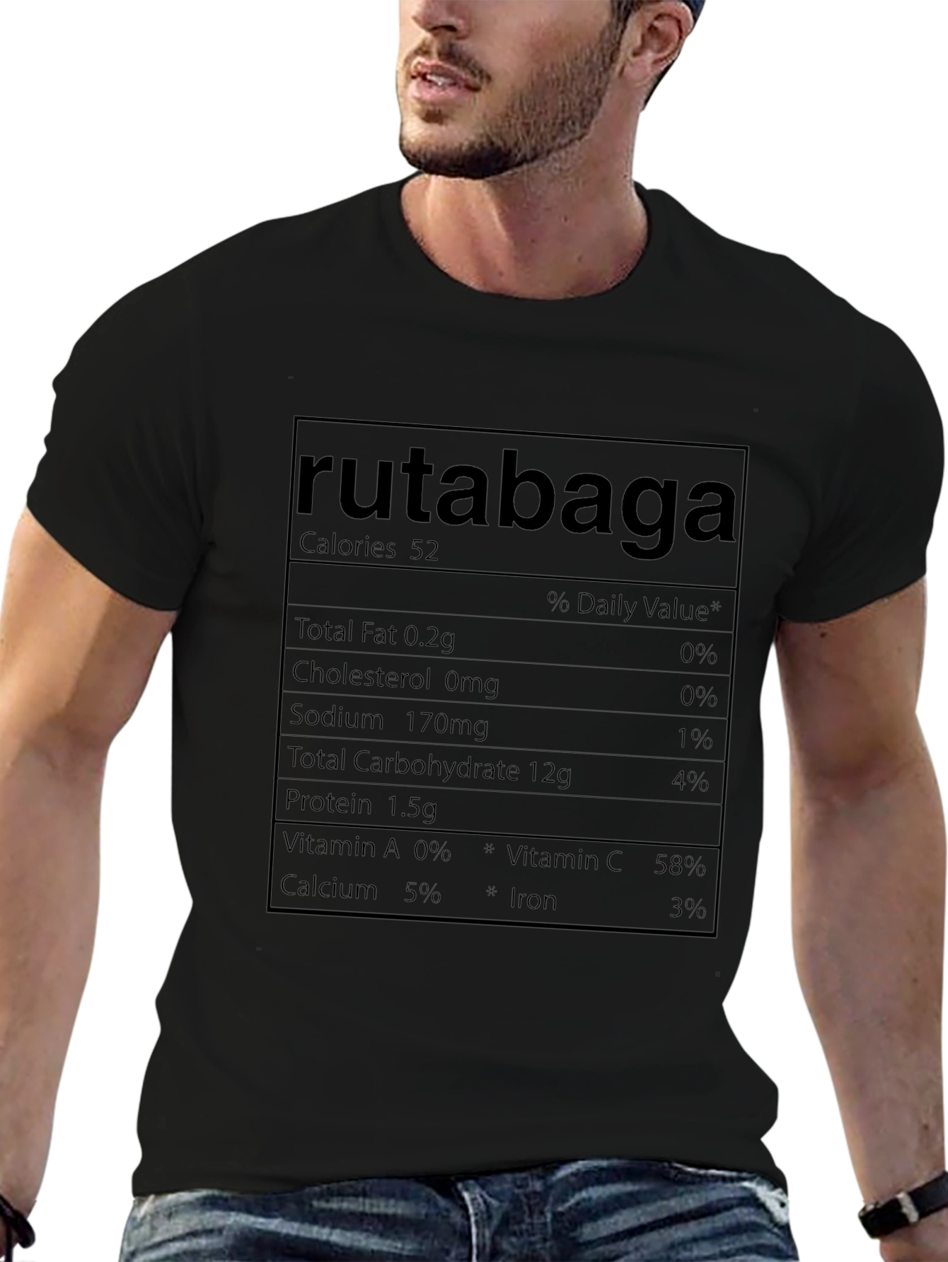 Rutabaga Nutrition Facts Mens Black T-Shirt
