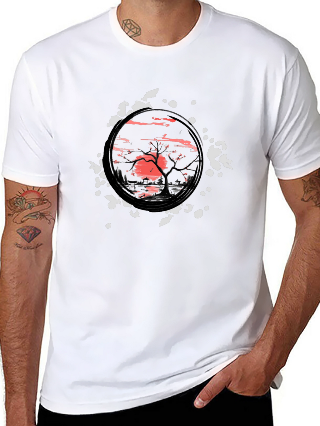 Sunset Tree Graphic Black T-Shirt