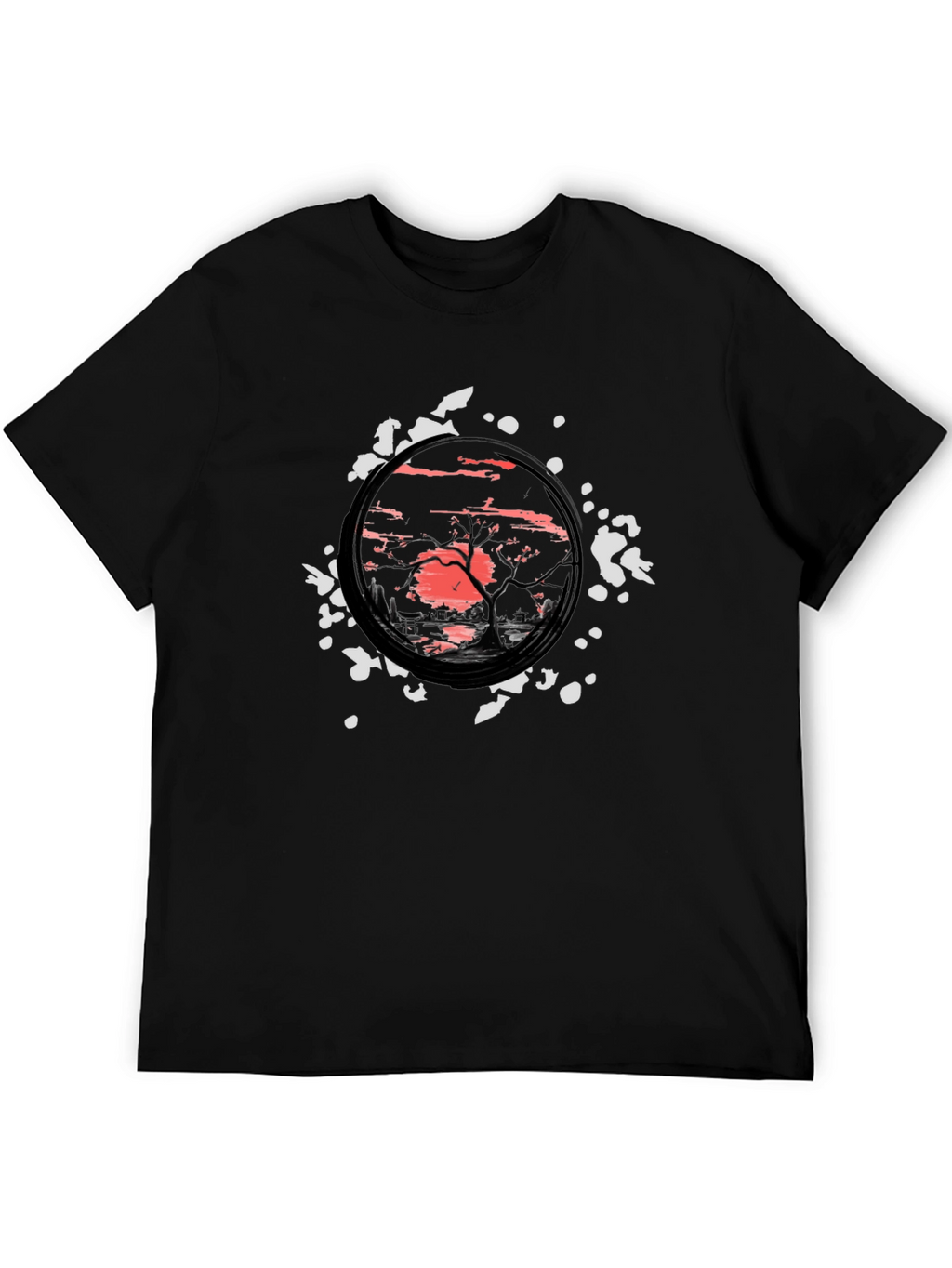 Sunset Tree Graphic Black T-Shirt