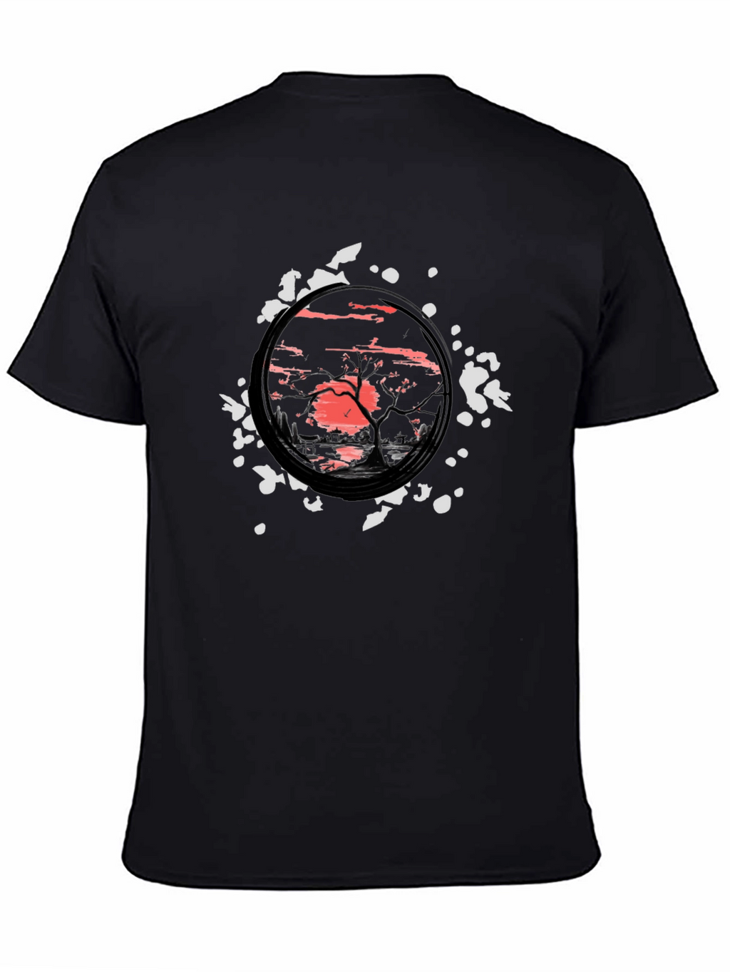 Sunset Tree Graphic Black T-Shirt