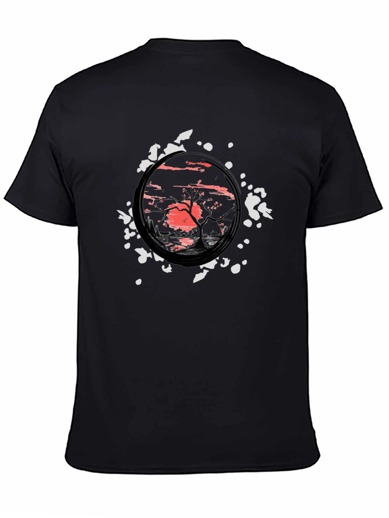 Sunset Tree Graphic Black T-Shirt