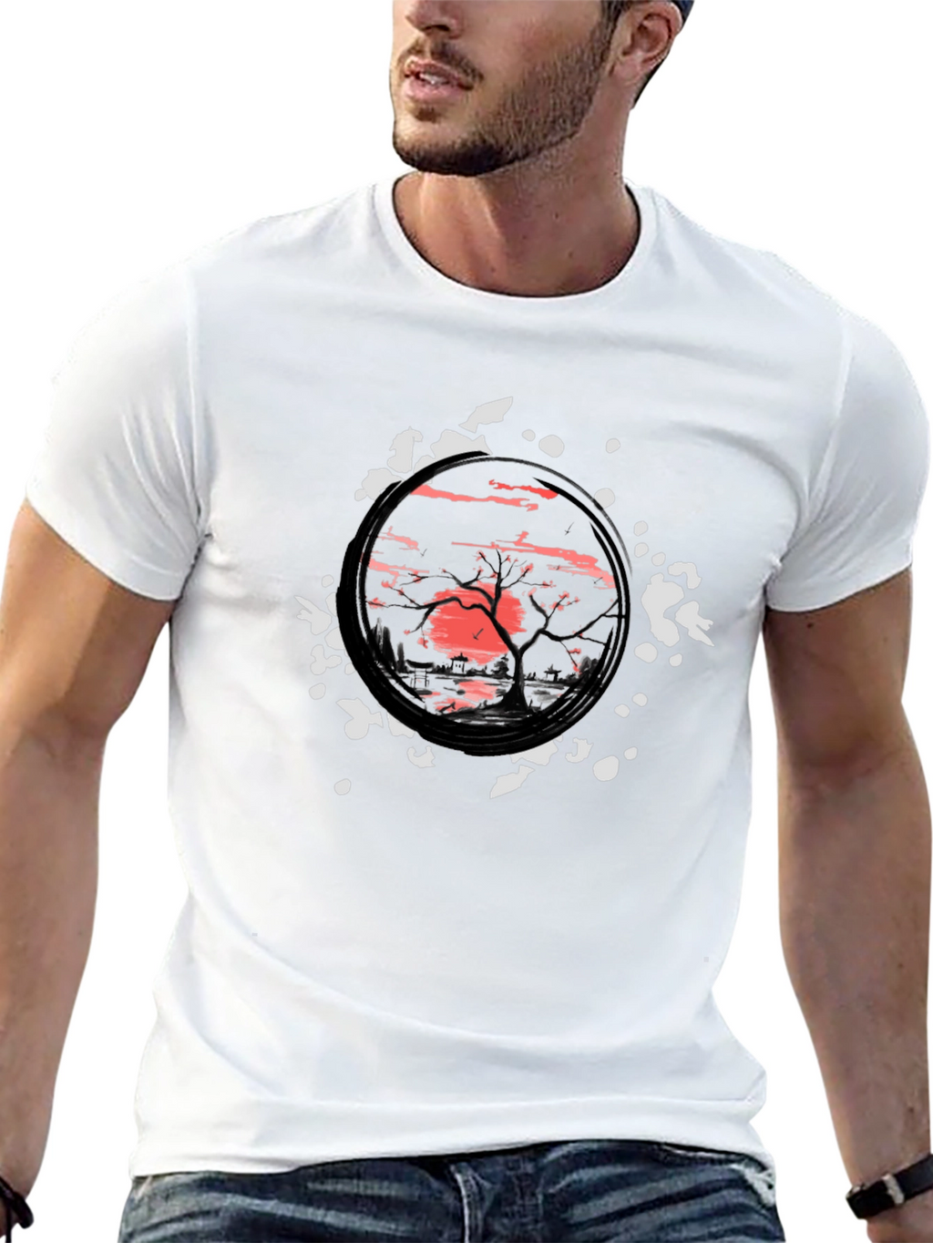 Sunset Tree Graphic Black T-Shirt