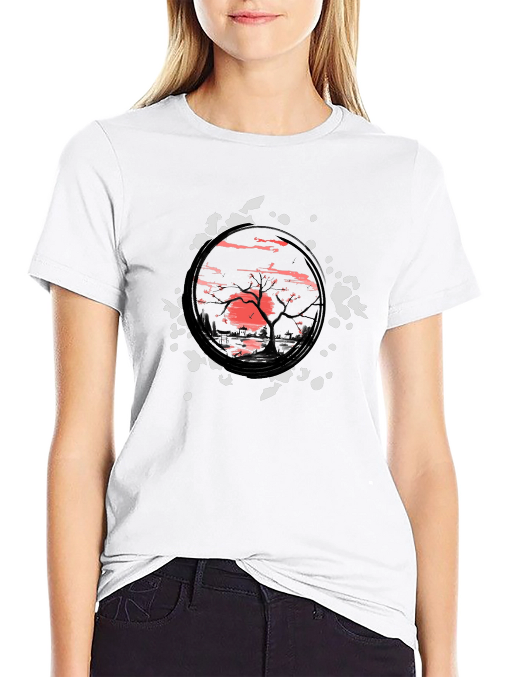 Sunset Tree Graphic Black T-Shirt