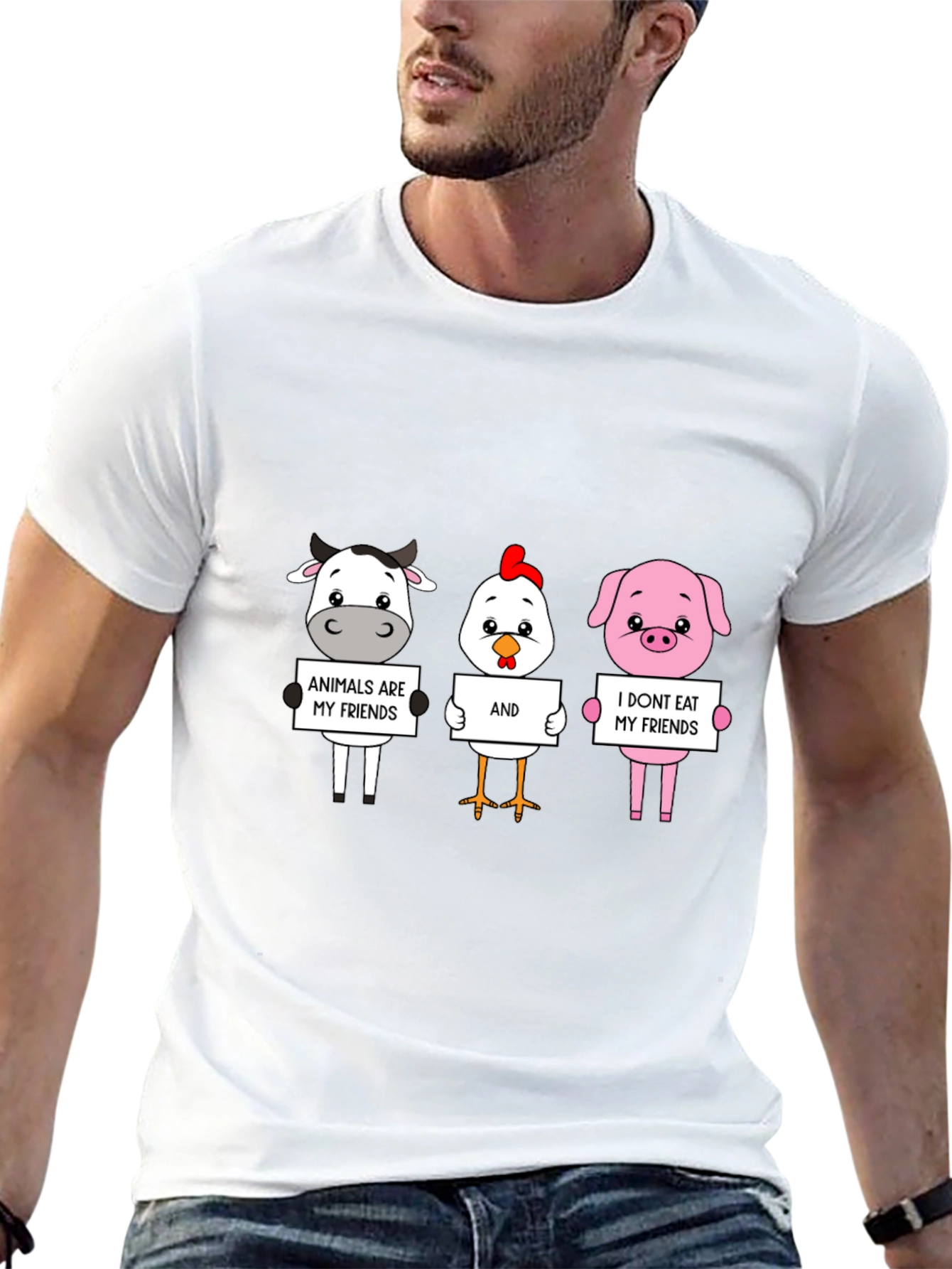 Vegan Animal Friends Graphic T-Shirt
