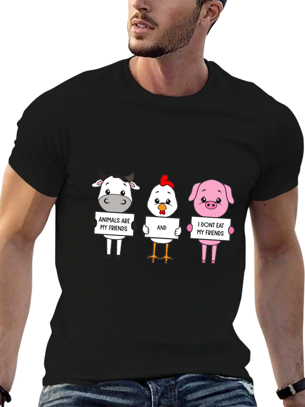 Vegan Animal Friends Graphic T-Shirt