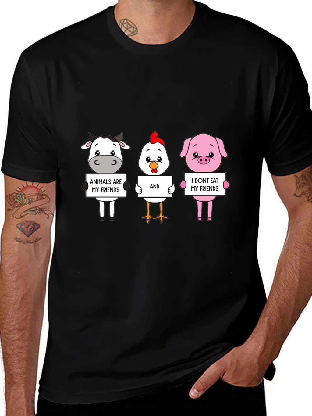 Vegan Animal Friends Graphic T-Shirt