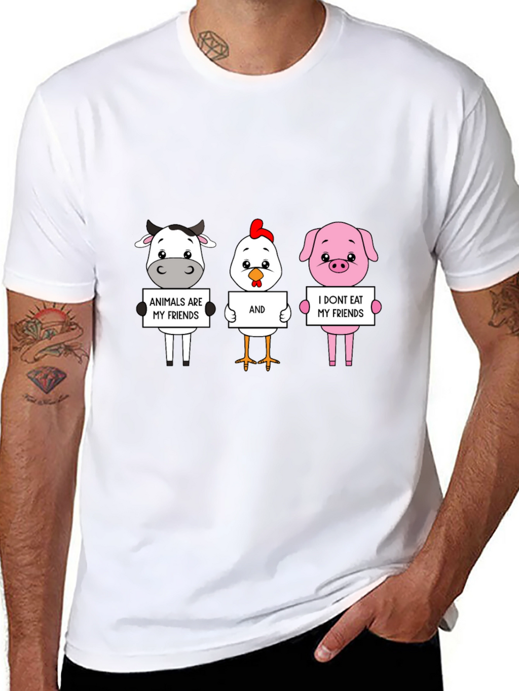 Vegan Animal Friends Graphic T-Shirt