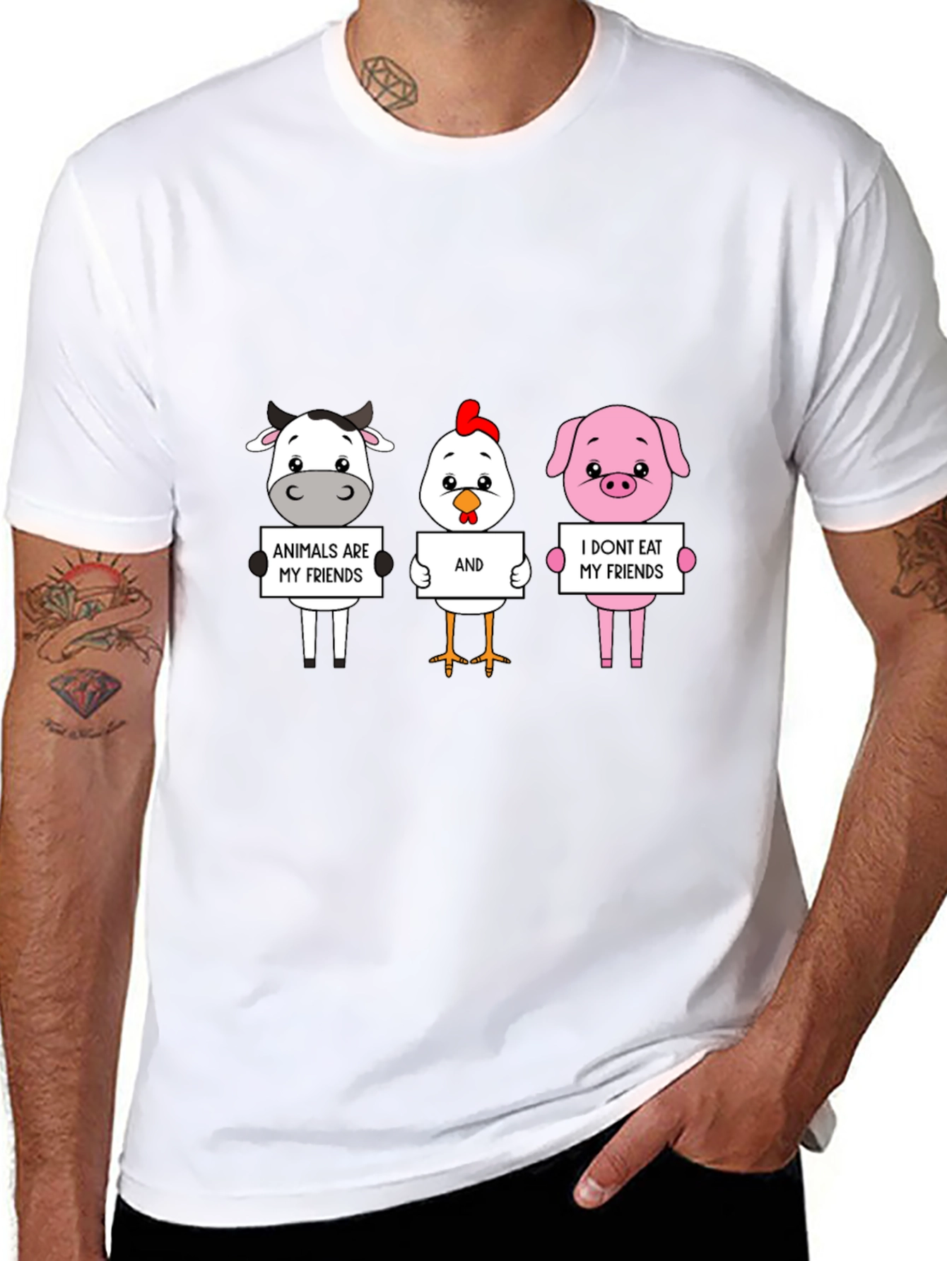 Vegan Animal Friends Graphic T-Shirt