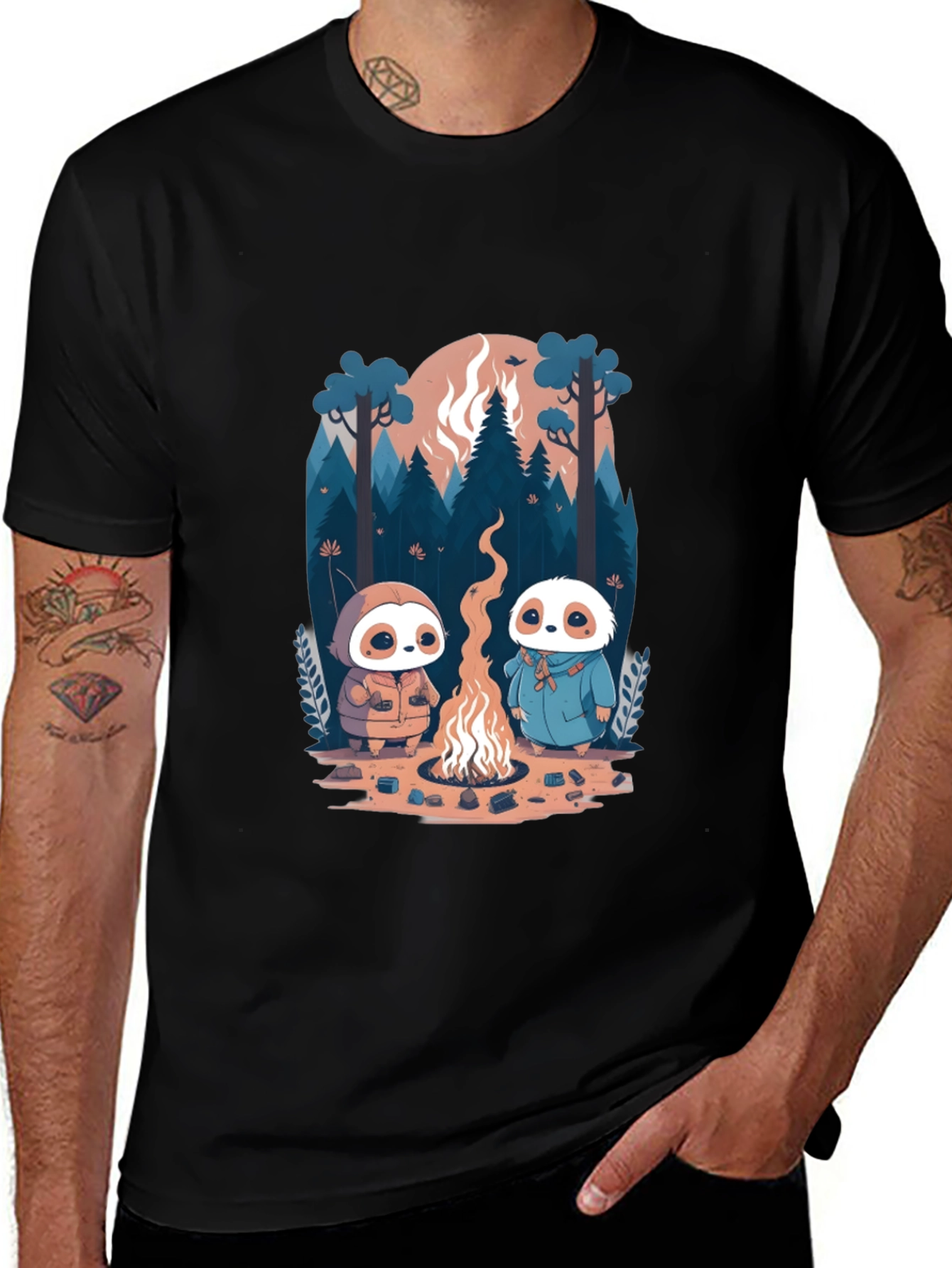 Cute Sloth Campfire T-Shirt - Unisex