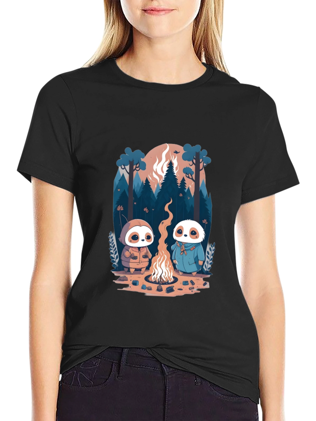 Cute Sloth Campfire T-Shirt - Unisex