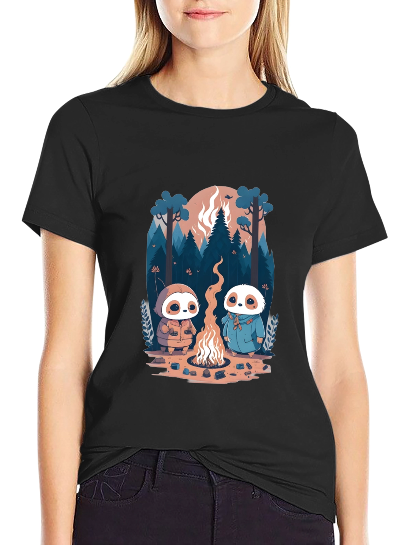 Cute Sloth Campfire T-Shirt - Unisex
