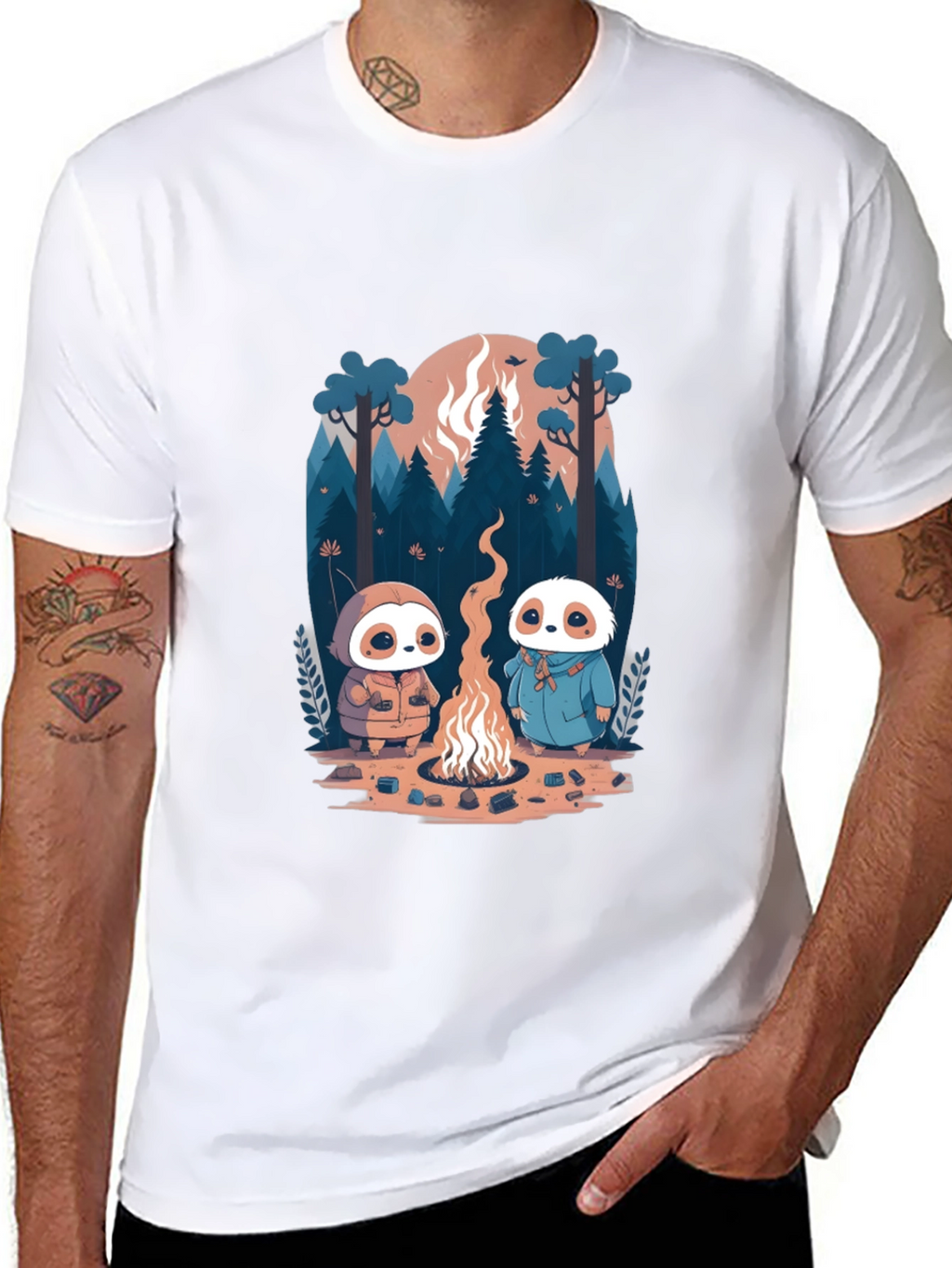 Cute Sloth Campfire T-Shirt - Unisex
