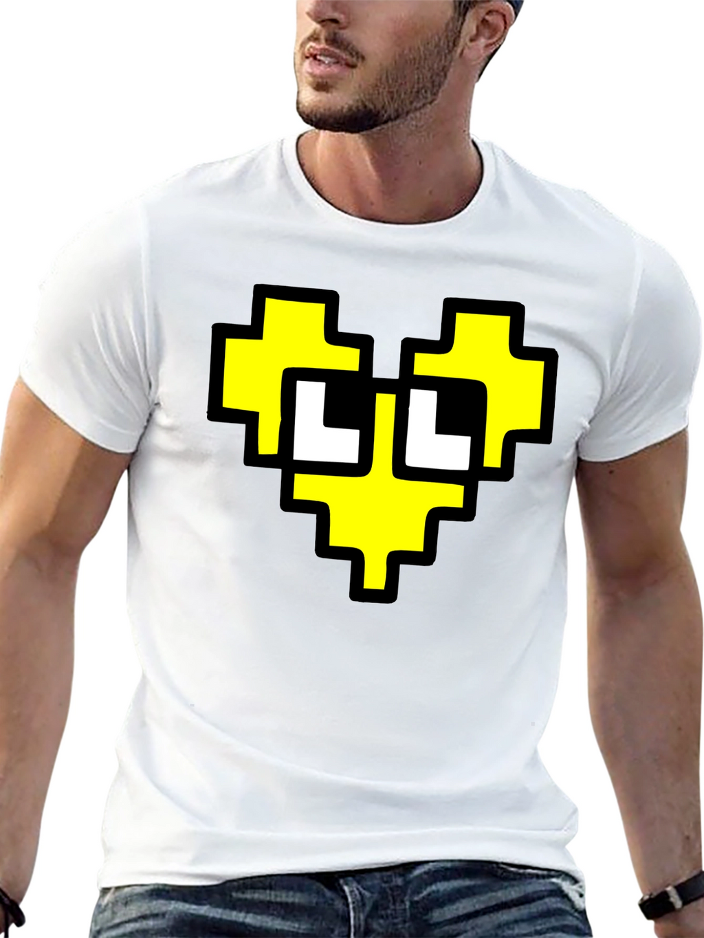 Pixel Heart Graphic Black T-Shirt