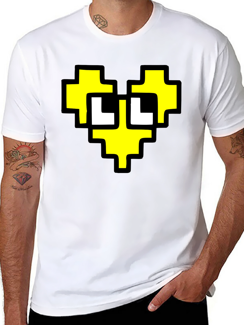 Pixel Heart Graphic Black T-Shirt