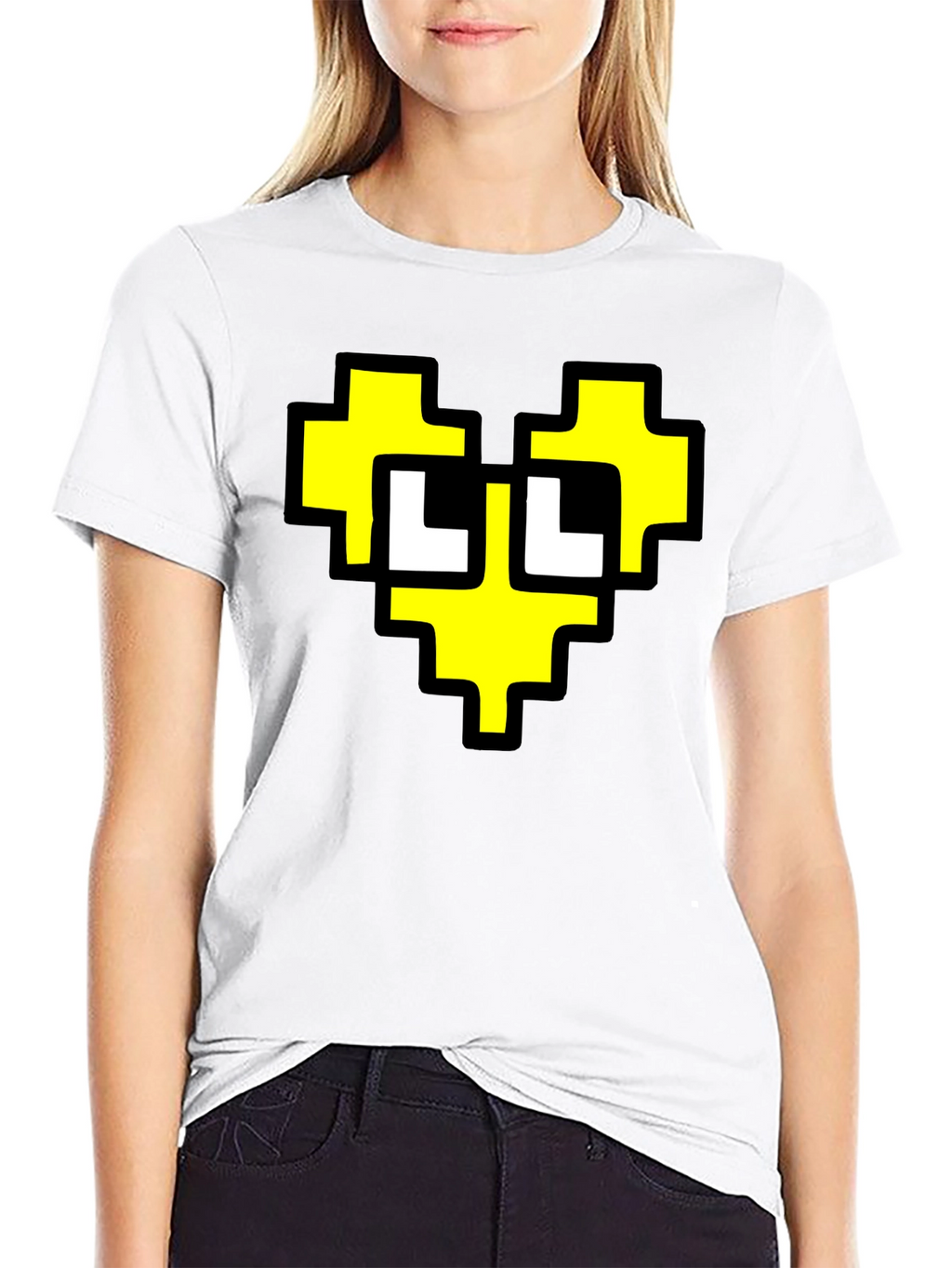 Pixel Heart Graphic Black T-Shirt