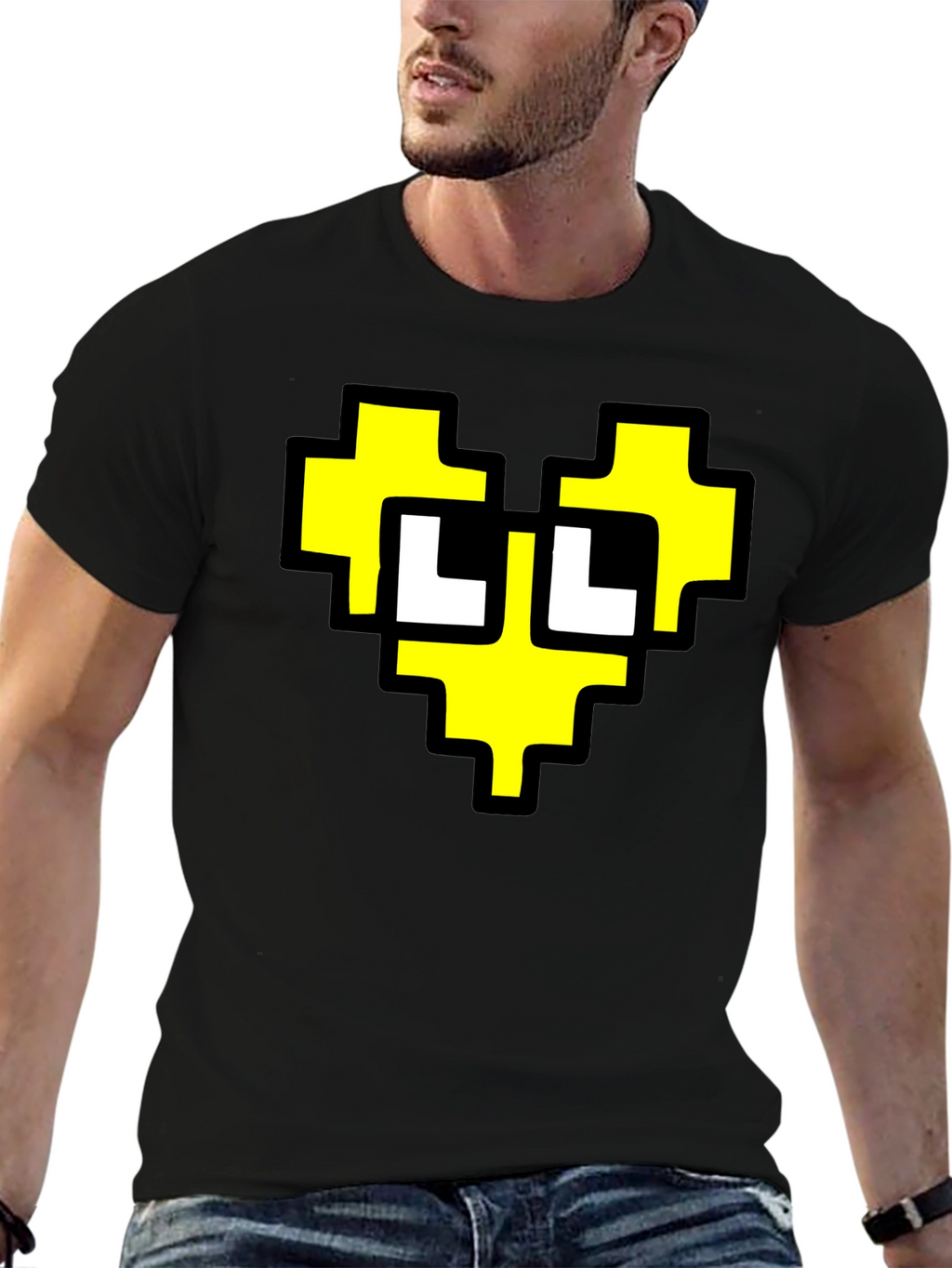 Pixel Heart Graphic Black T-Shirt