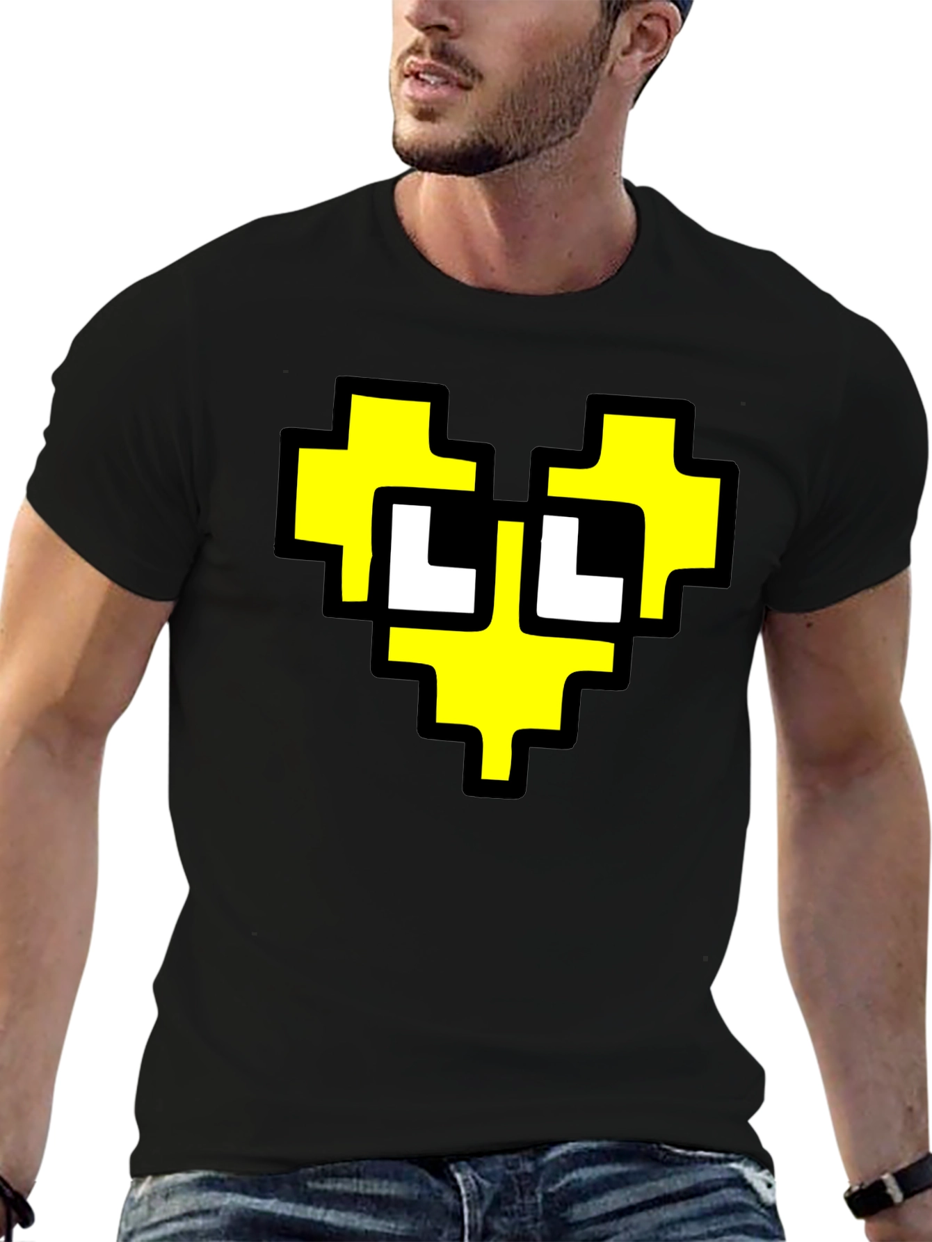 Pixel Heart Graphic Black T-Shirt