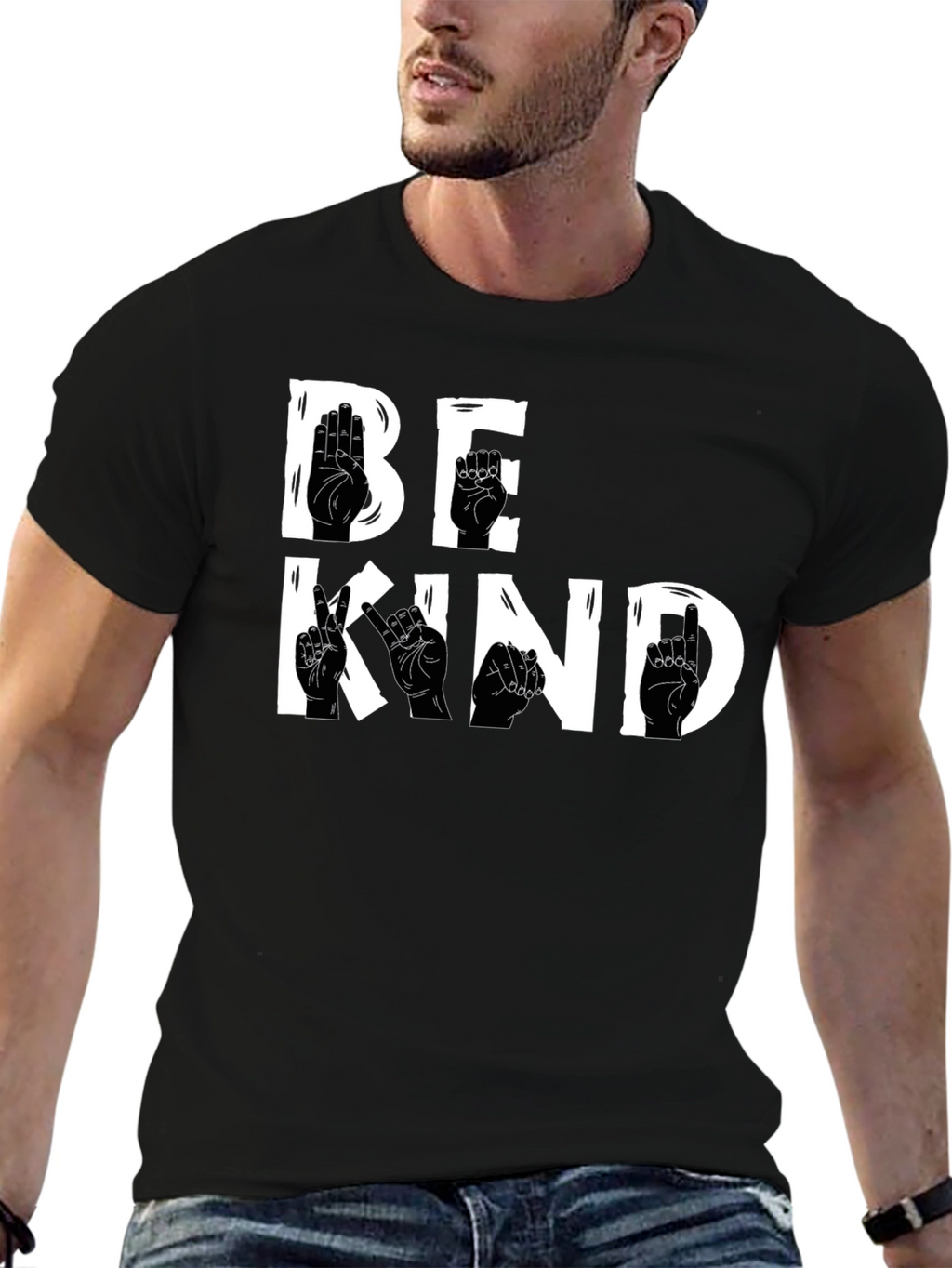 Be Kind Sign Language T-Shirt - Black